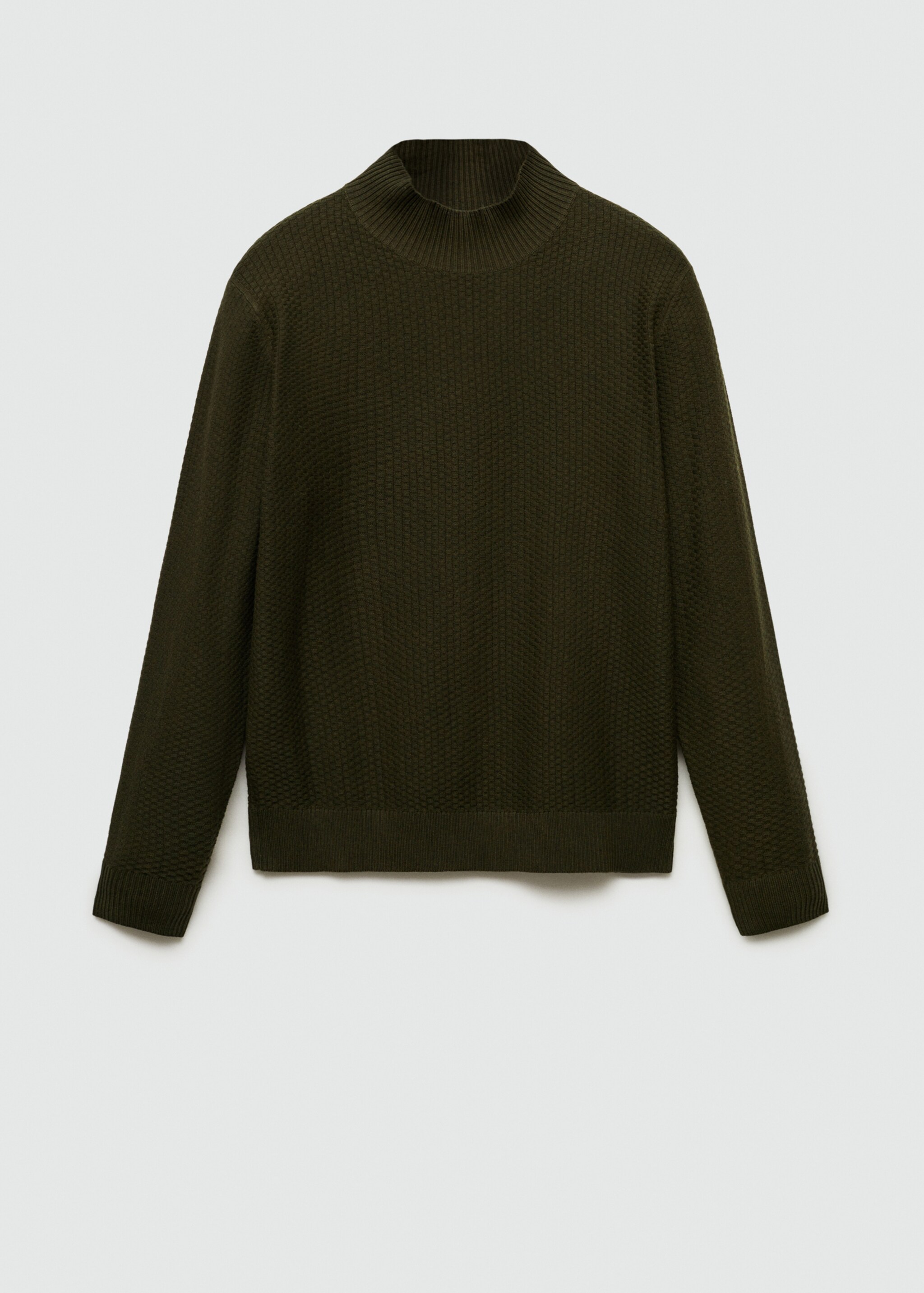 Cotton sweater with perkins-neck  structure - Article without model, Khaki. Ref: 77007943-00.