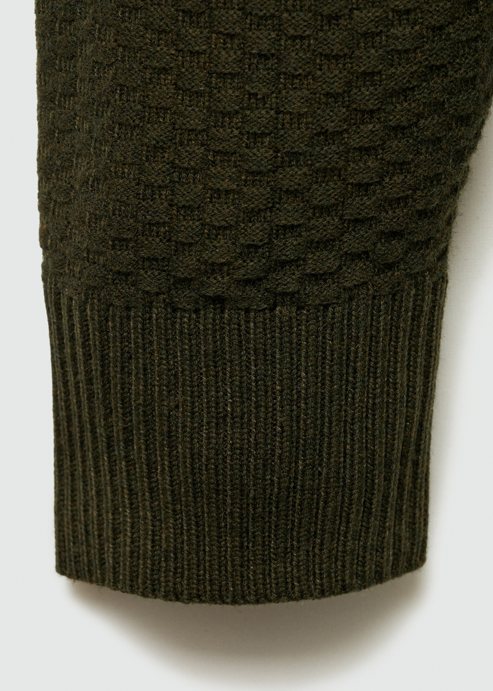 Cotton sweater with perkins-neck  structure - Details of the article 0, Khaki. Ref: 77007943-00.