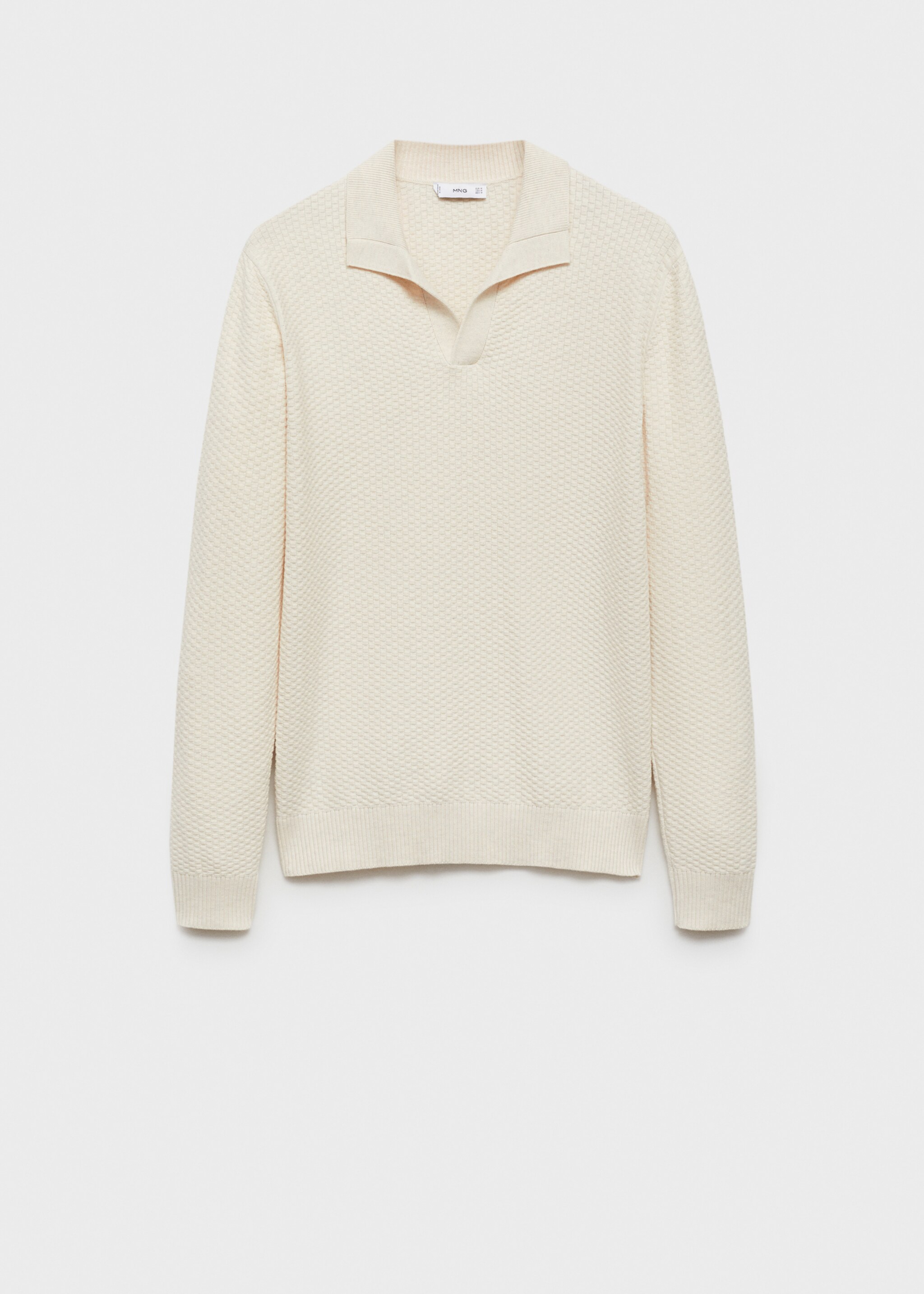 Cotton-blend structured polo sweater - Article without model, Sand. Ref: 77007944-00.