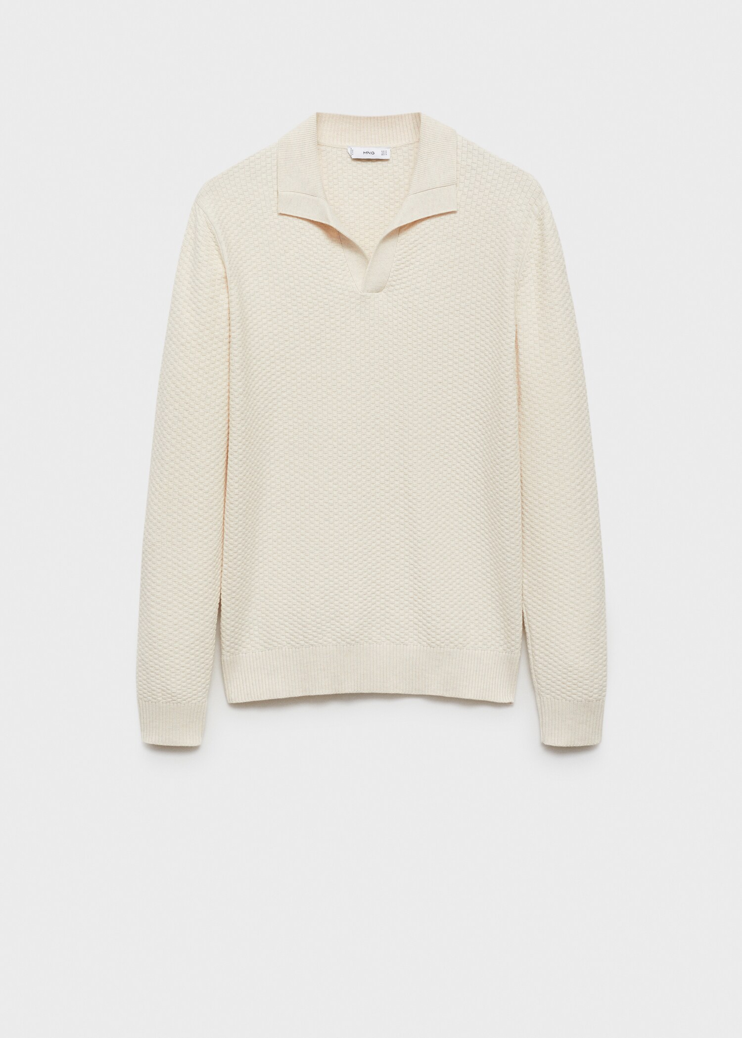 Strukturierter Pullover aus Baumwollgemisch mit Polo-Kragen - Artikel ohne Model