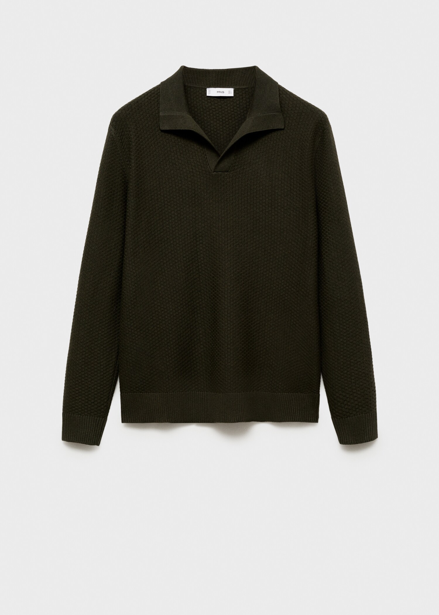 Strukturierter Pullover aus Baumwollgemisch mit Polo-Kragen - Artikel ohne Model