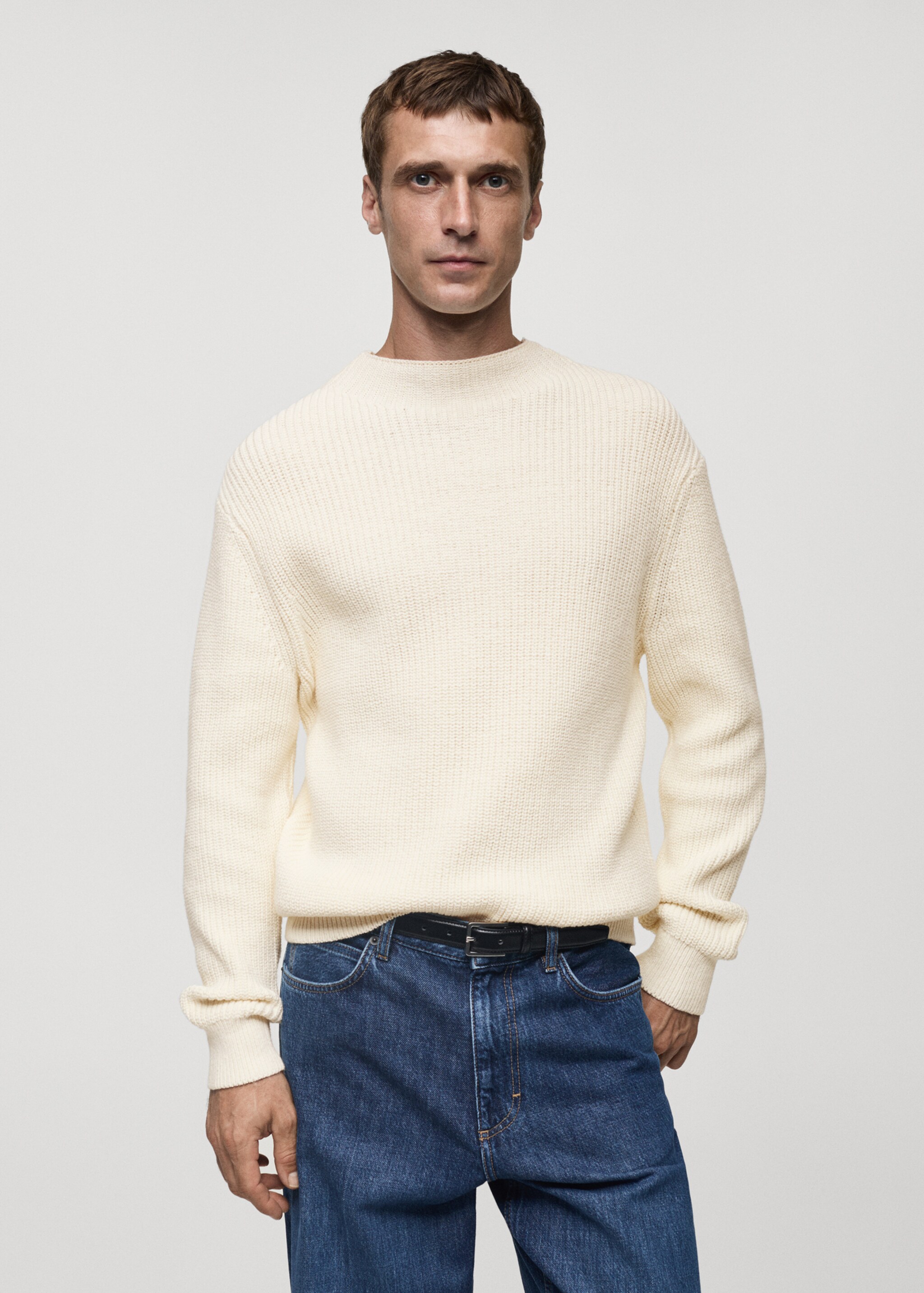 Jersey maglia cotone - Piano medio, Bianco sporco. Ref: 77007947-00.