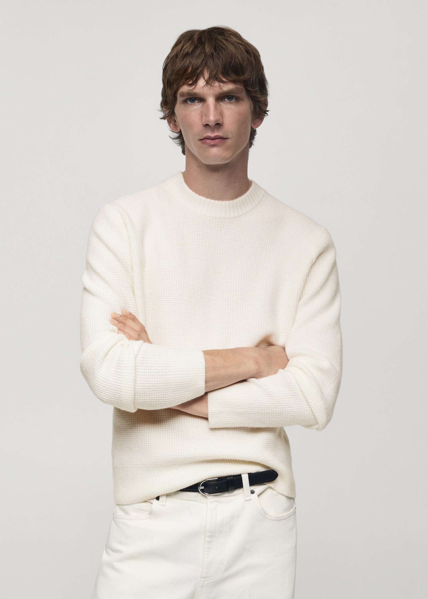 Knitted sweater with check structure - Medium plane