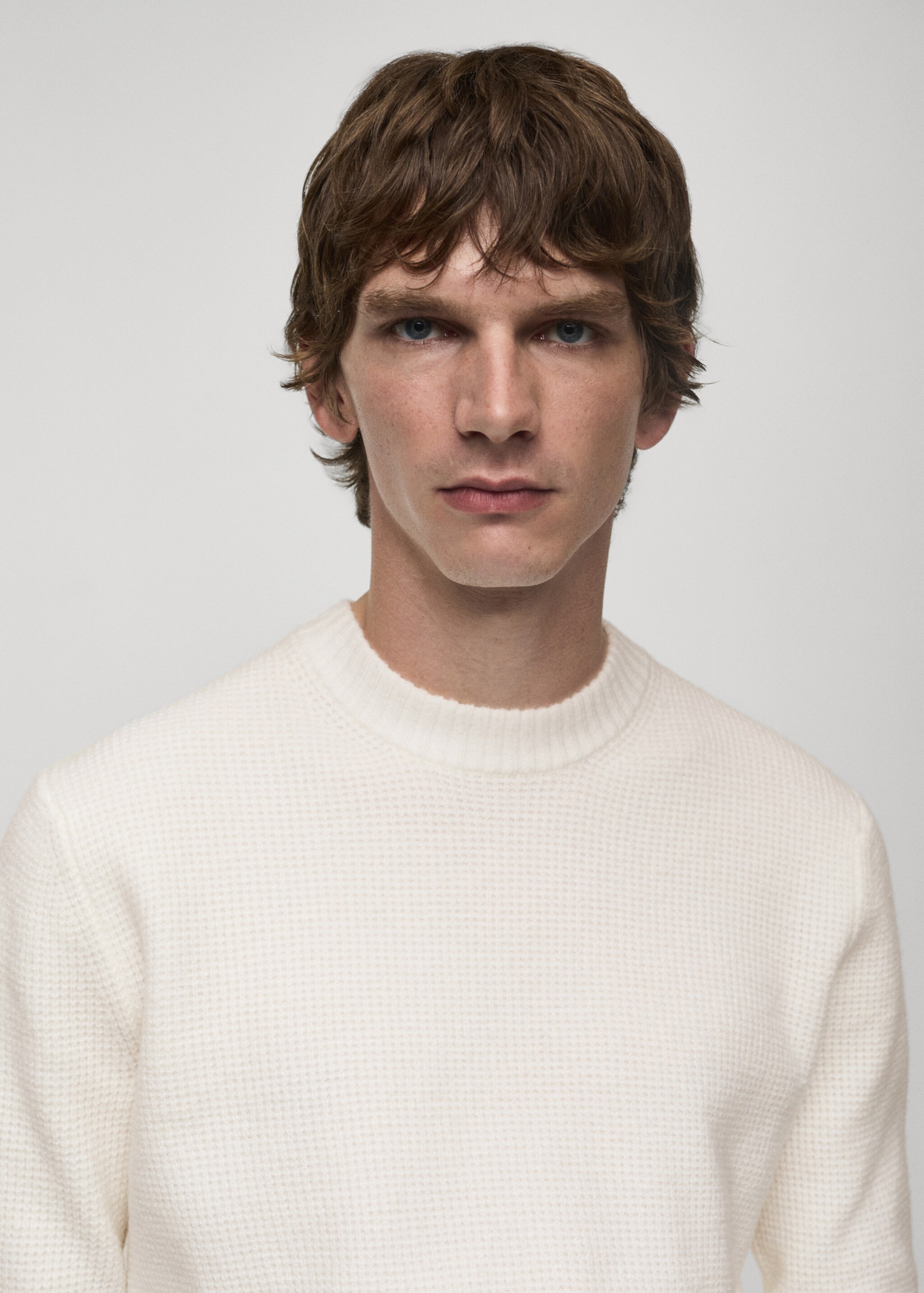 Jersey punto estructura cuadrillé - Detalle del artículo 1, Blanco roto. Ref: 77007950-00.