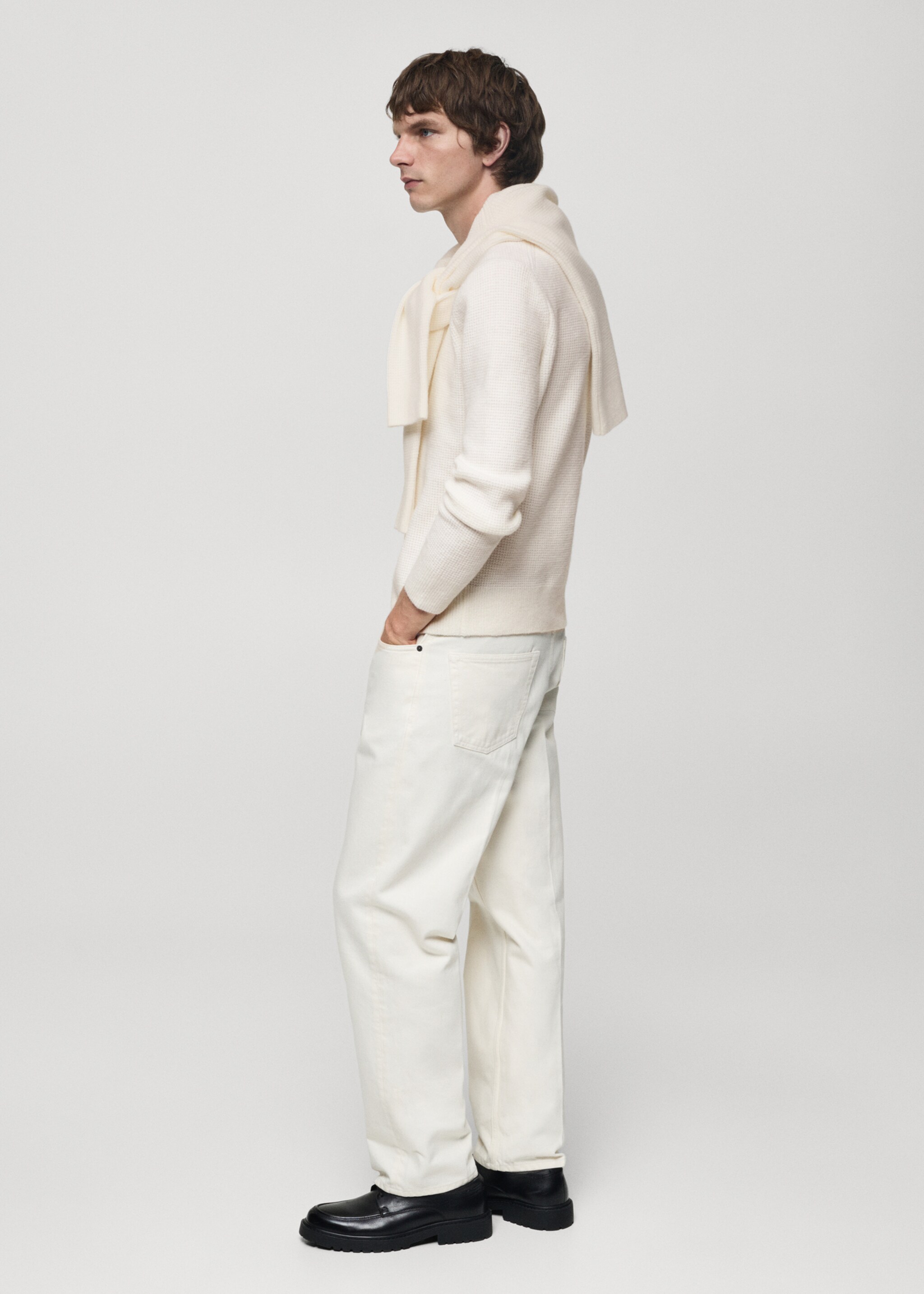 Jersey punto estructura cuadrillé - Detalle del artículo 2, Blanco roto. Ref: 77007950-00.