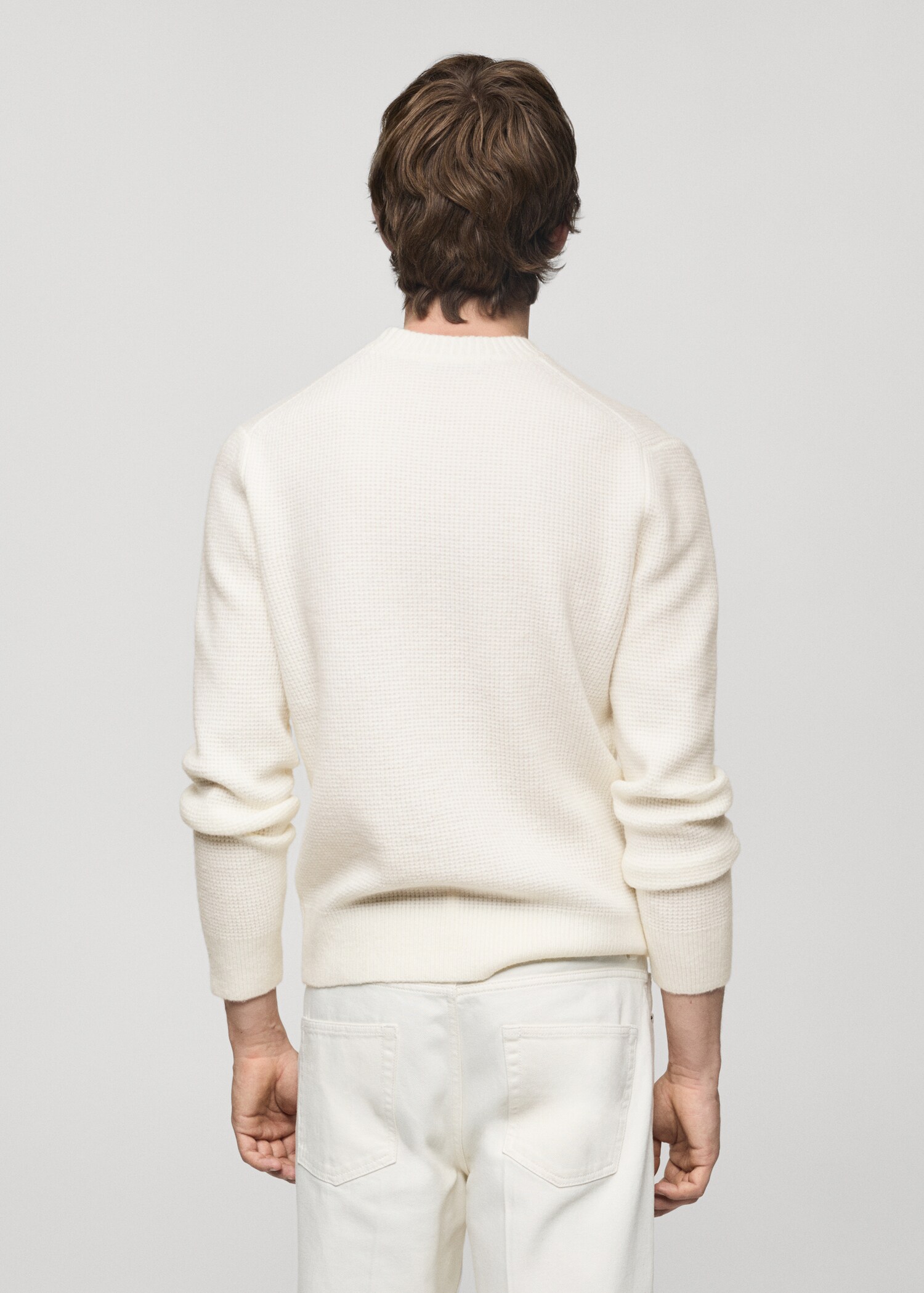 Knitted sweater with check structure - Reverse of the article