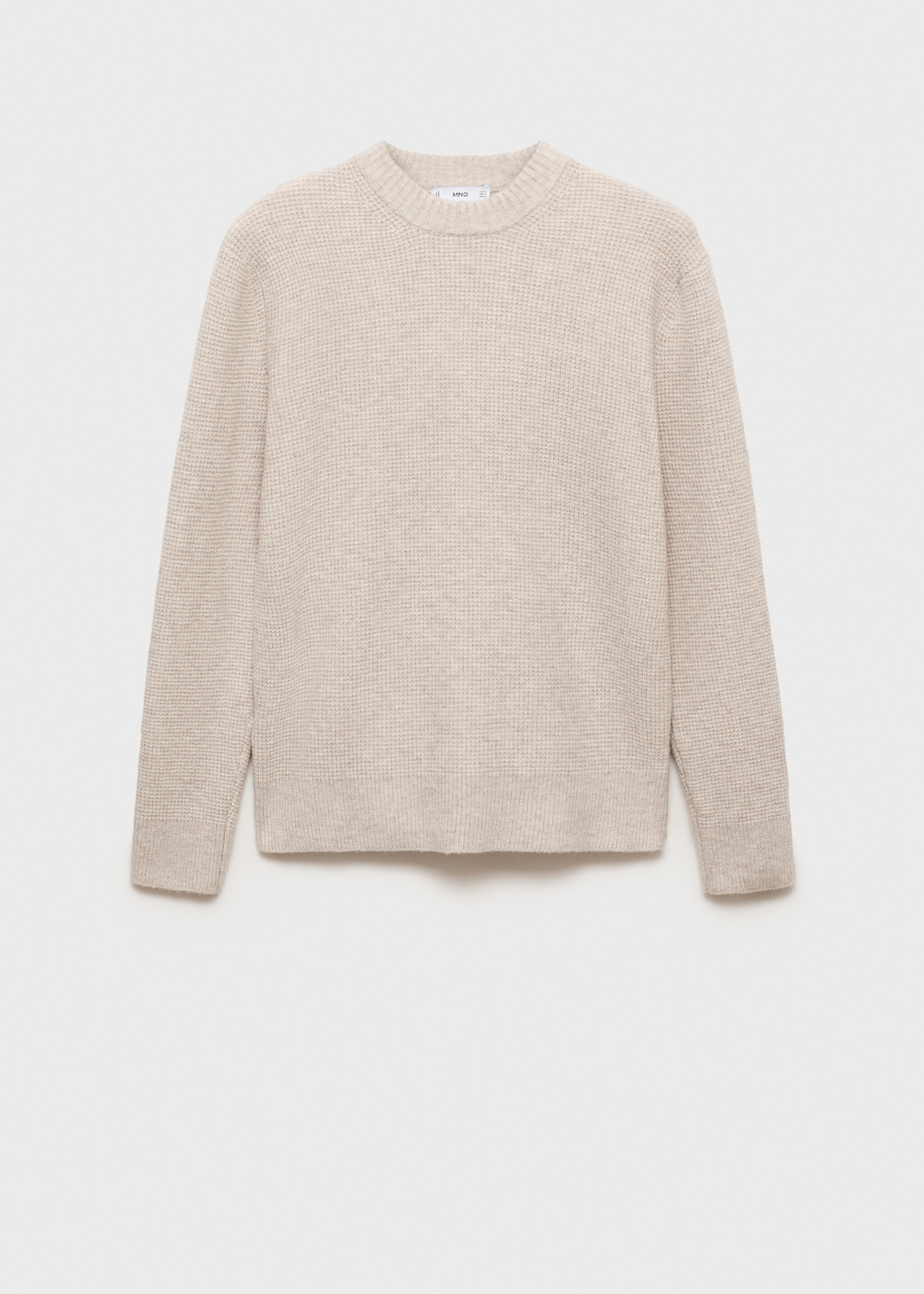 Knitted sweater with check structure - Article without model, Sand. Ref: 77007950-00.