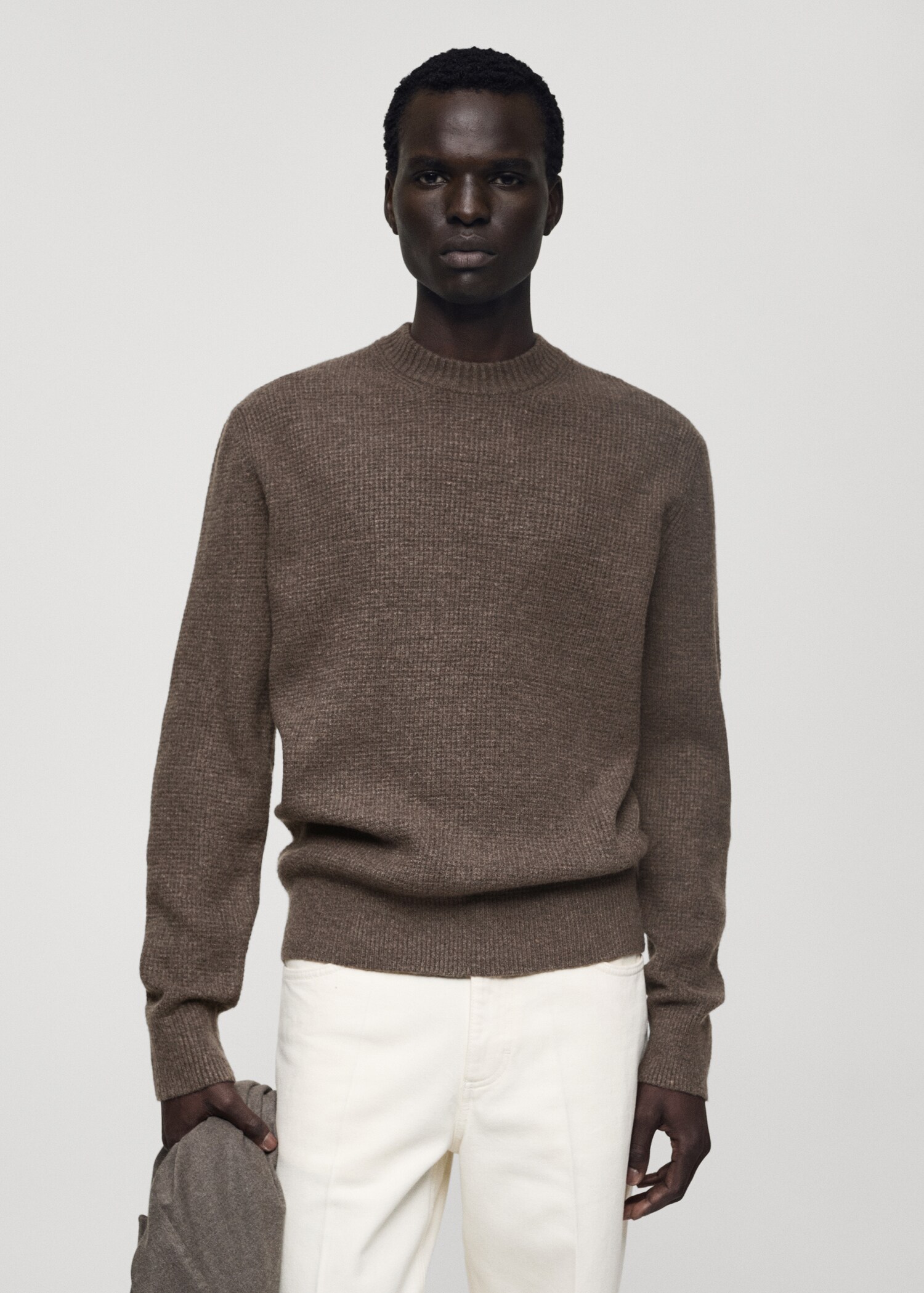 Knitted sweater with check structure - Medium plane