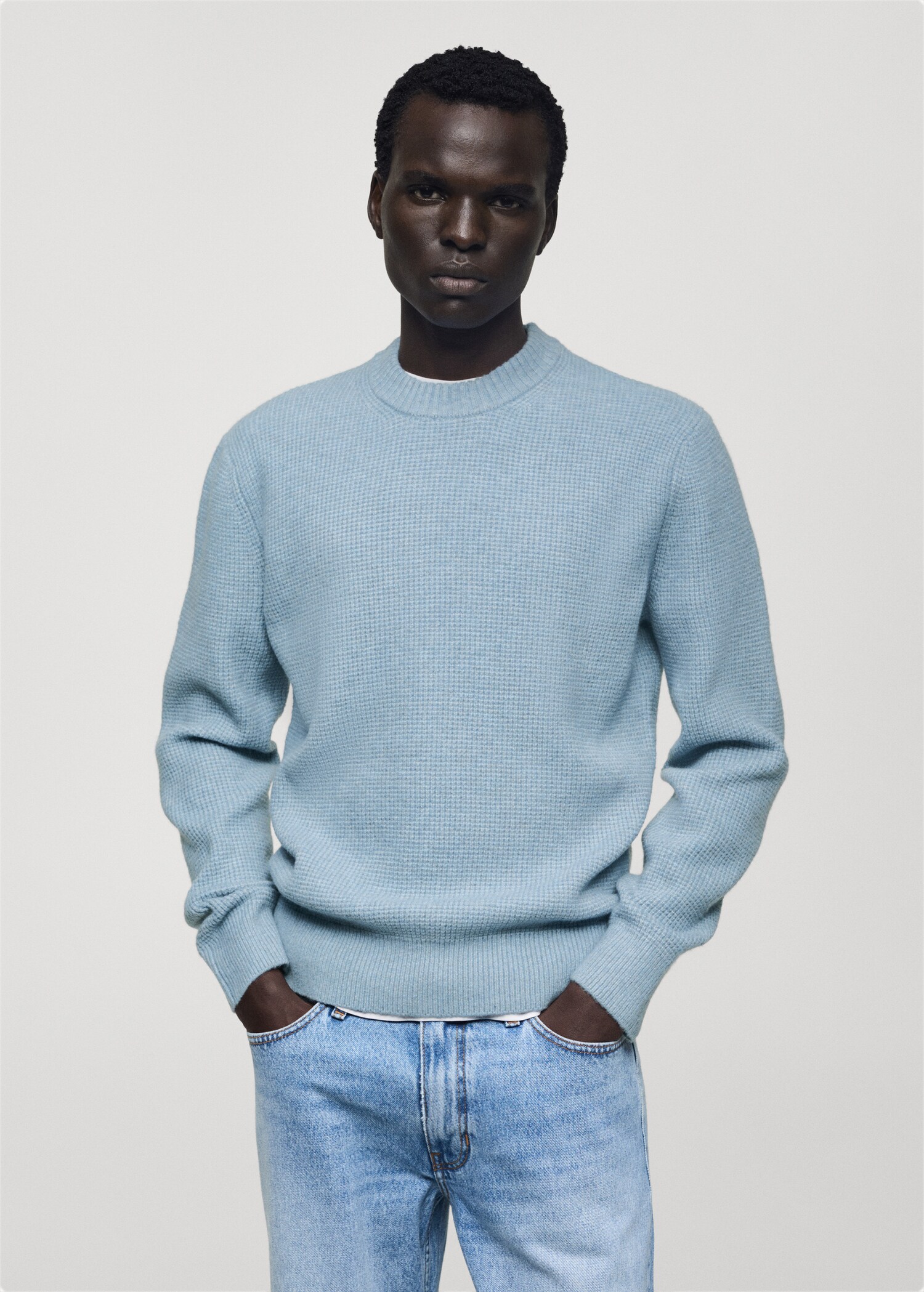 Knitted sweater with check structure - Medium plane