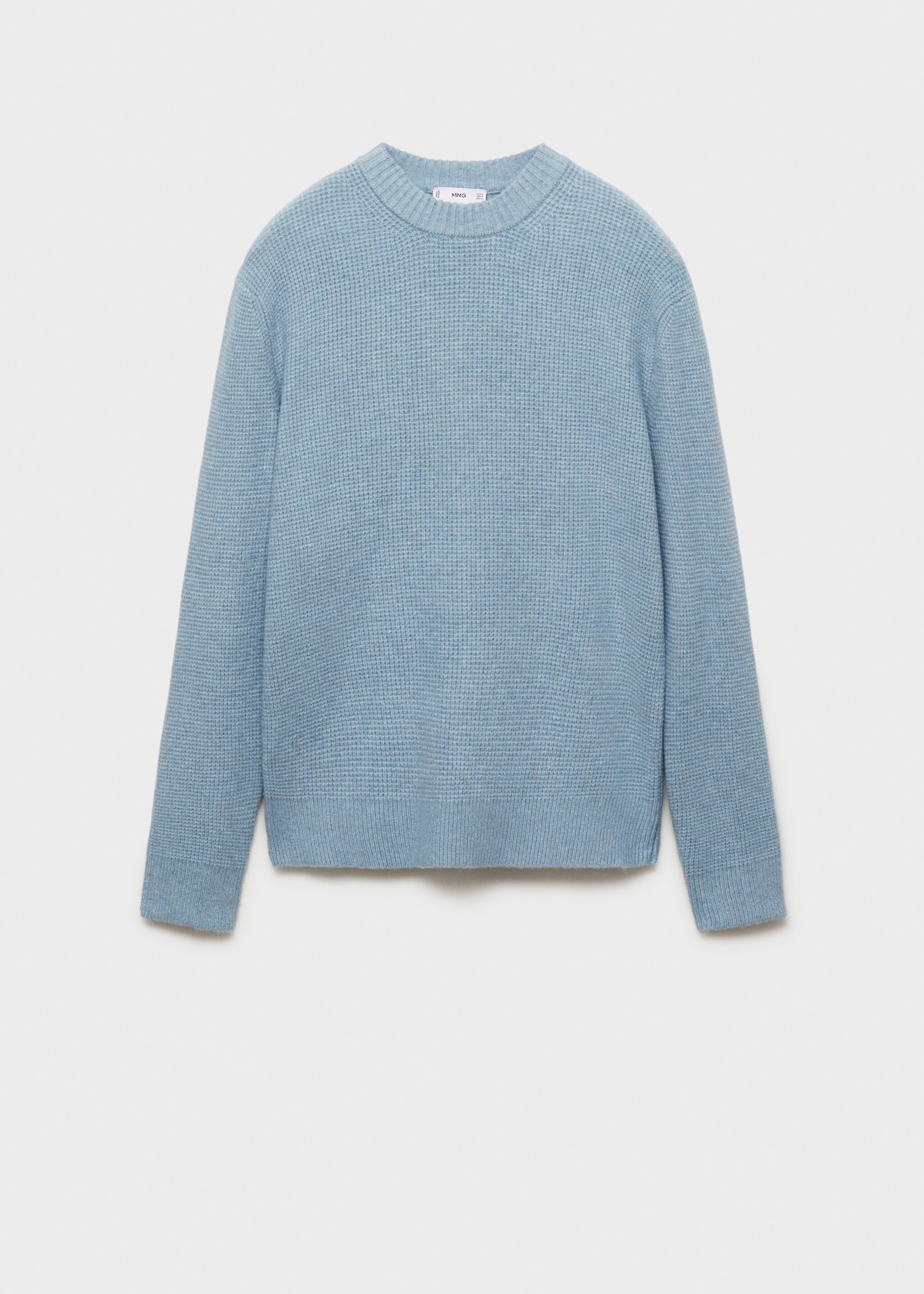 Knitted sweater with check structure - Article without model, Sky Blue. Ref: 77007950-00.