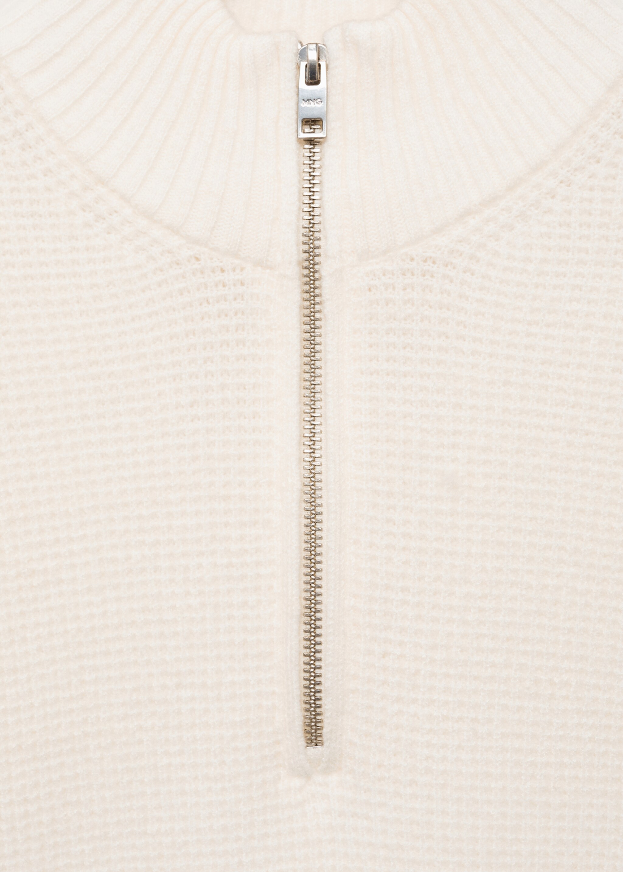 Knitted sweater with perkins neck - Details of the article 8, Off White. Ref: 77007951-00.