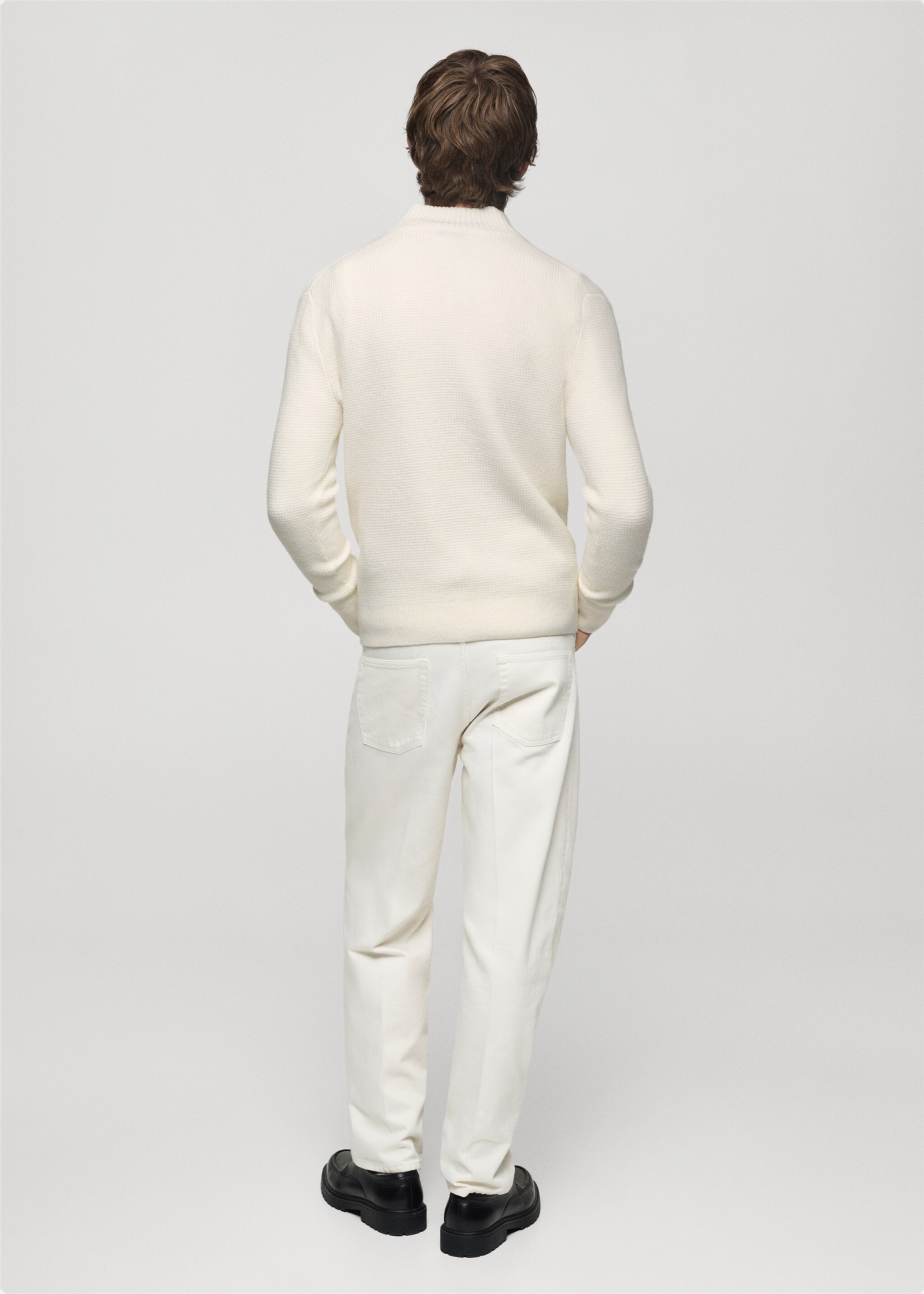 Knitted sweater with perkins neck - Reverse of the article, Off White. Ref: 77007951-00.
