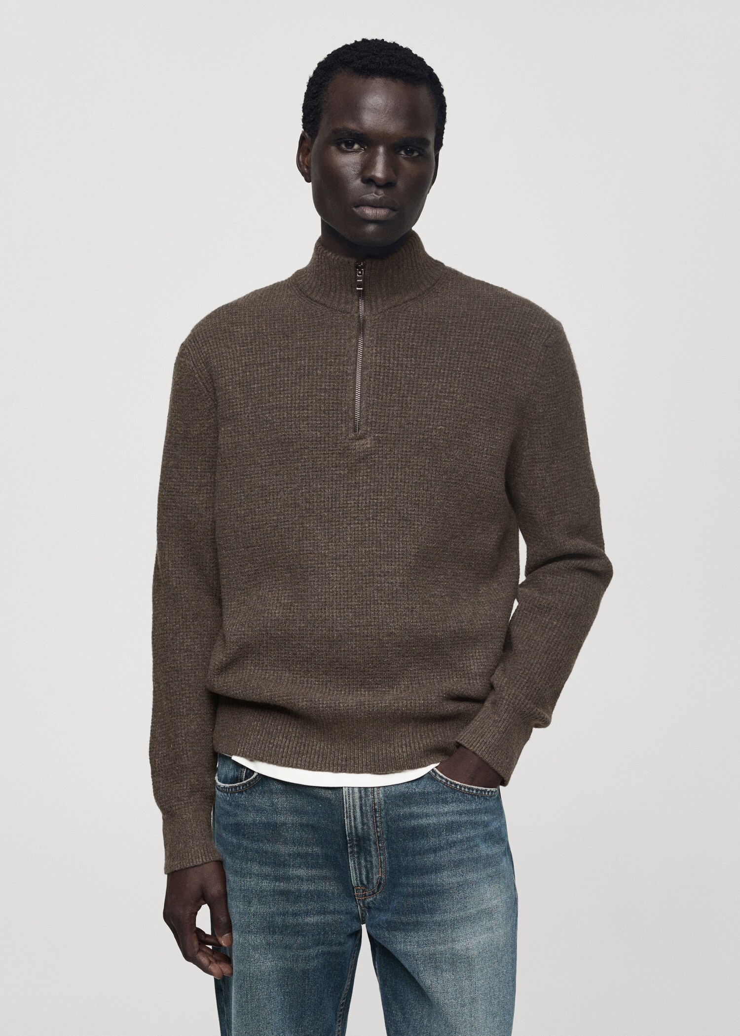 Knitted sweater with perkins neck - Medium plane