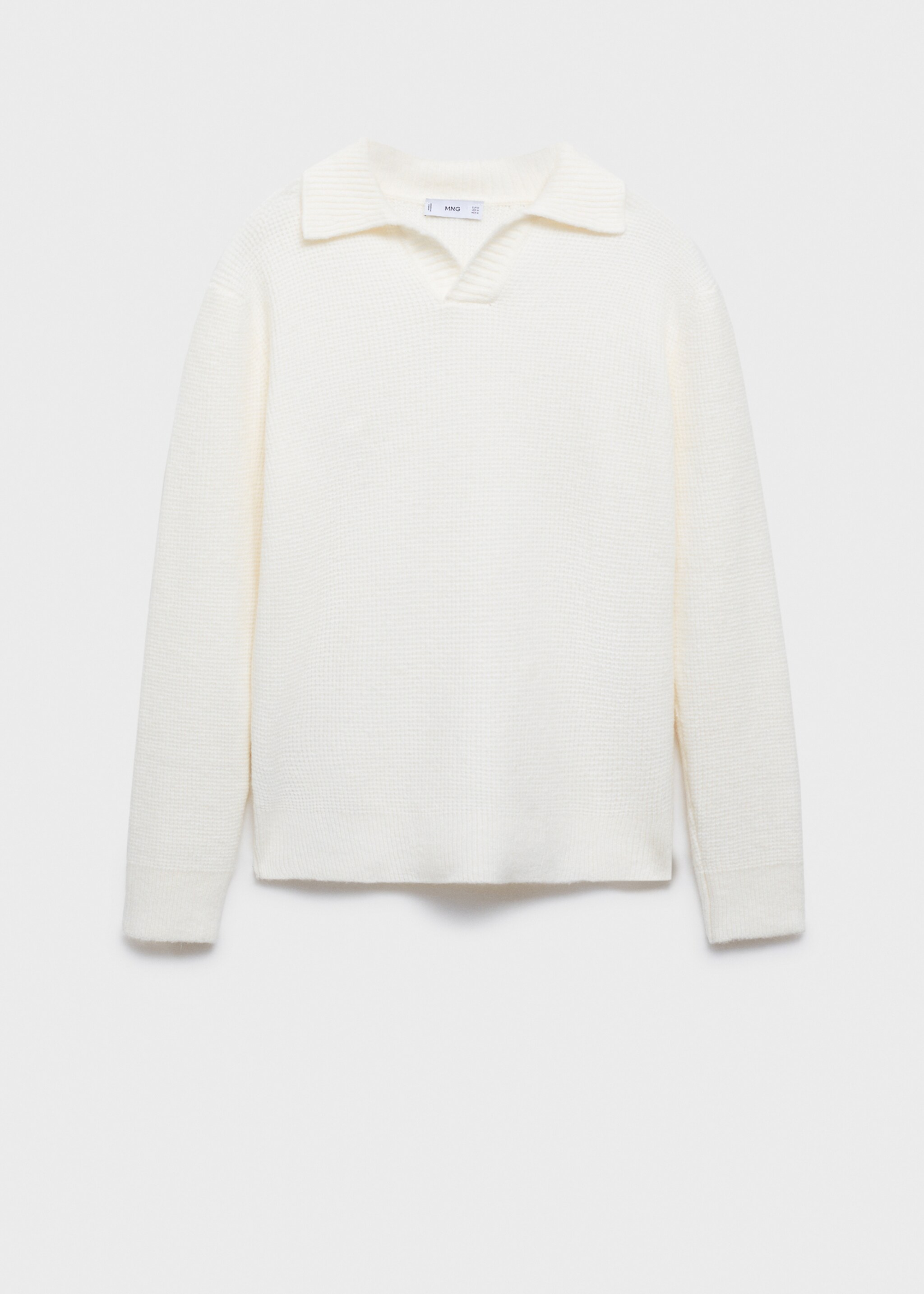 Knitted structured check polo sweater - Article without model, Off White. Ref: 77007952-00.