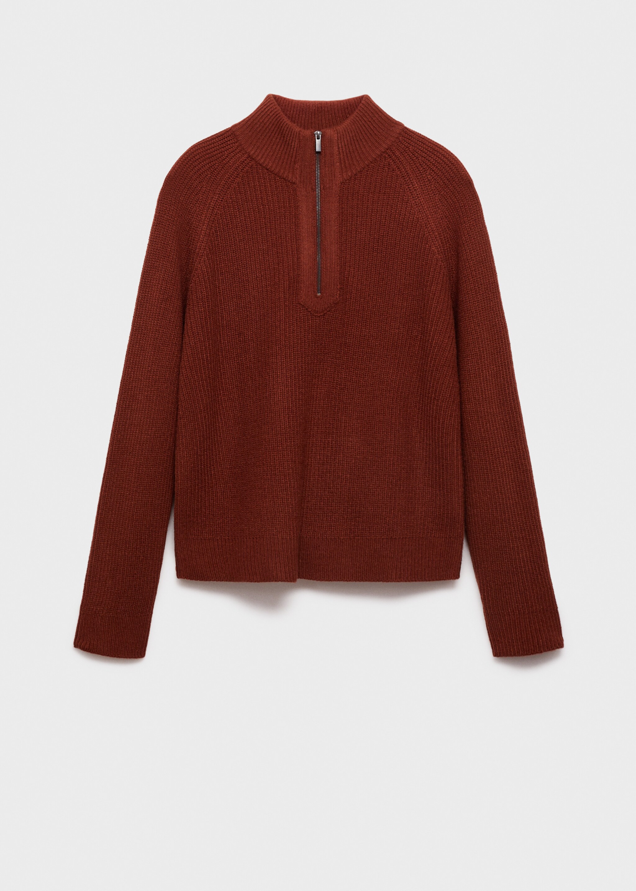 Rib-knit sweater with perkins neck - Article without model, Burnt Orange. Ref: 77007953-00.