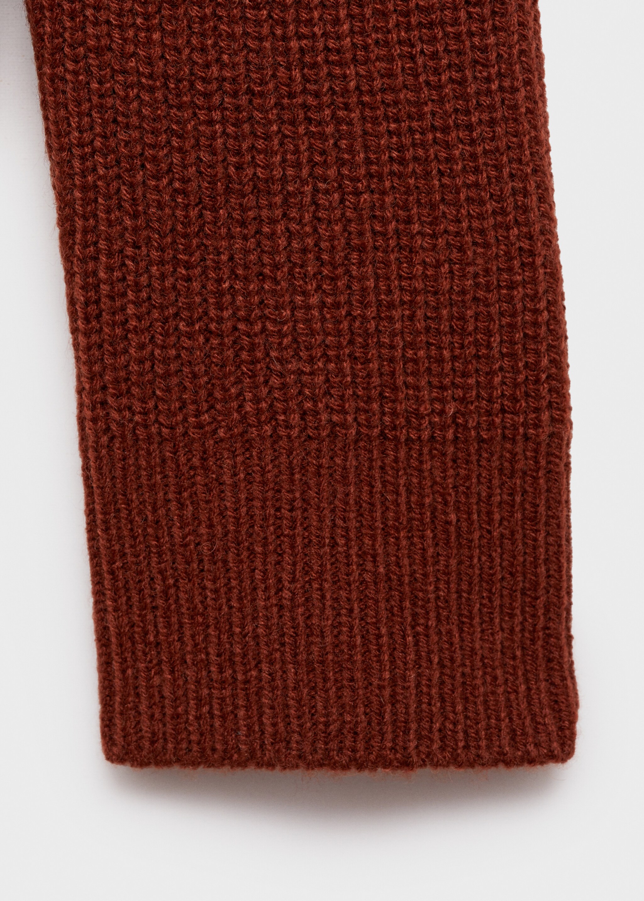 Rib-knit sweater with perkins neck - Details of the article 0, Burnt Orange. Ref: 77007953-00.