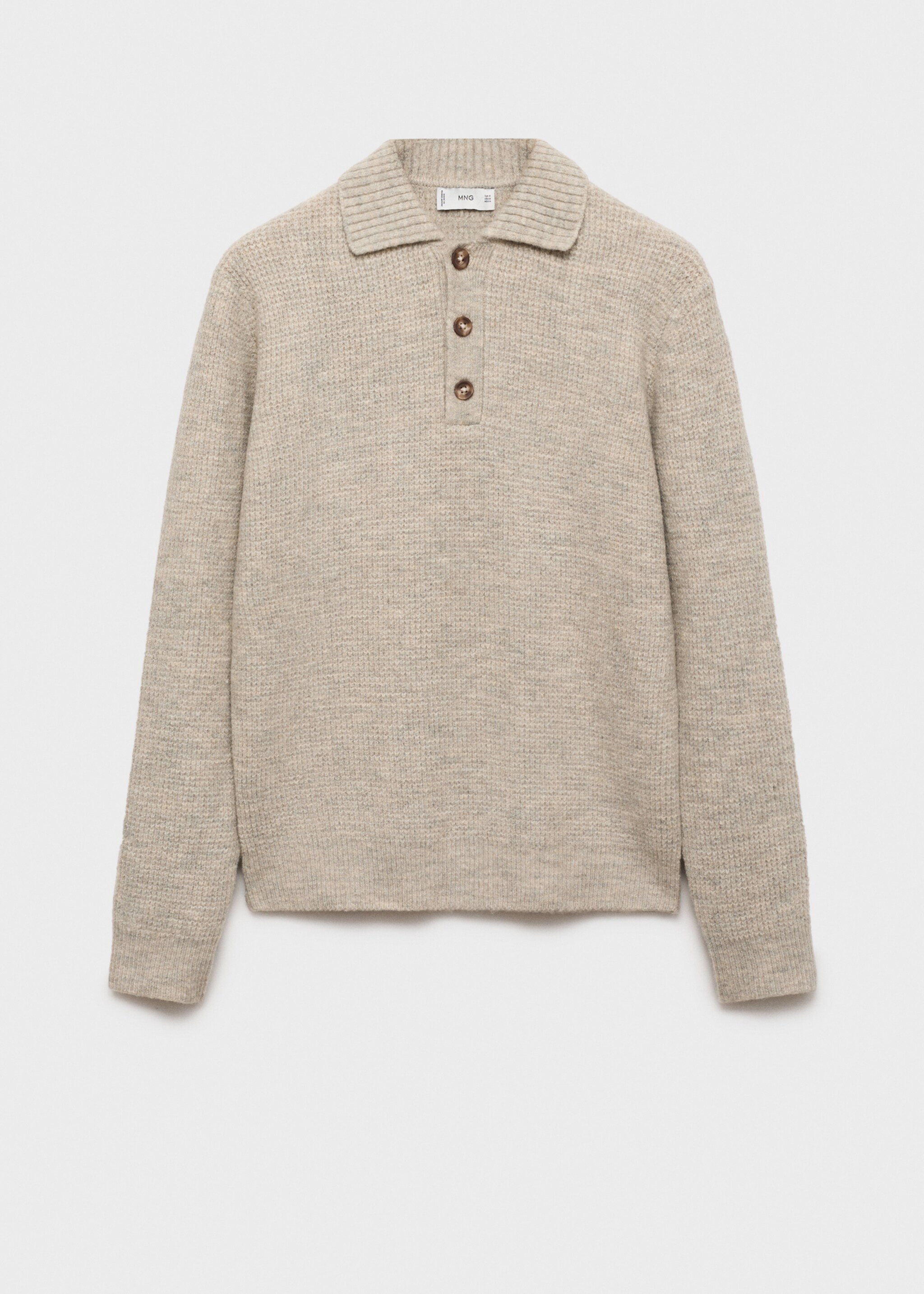 Regular-Fit-Strickpullover mit Polo-Kragen - Artikel ohne Model, Sandfarben. Ref: 77007954-00.