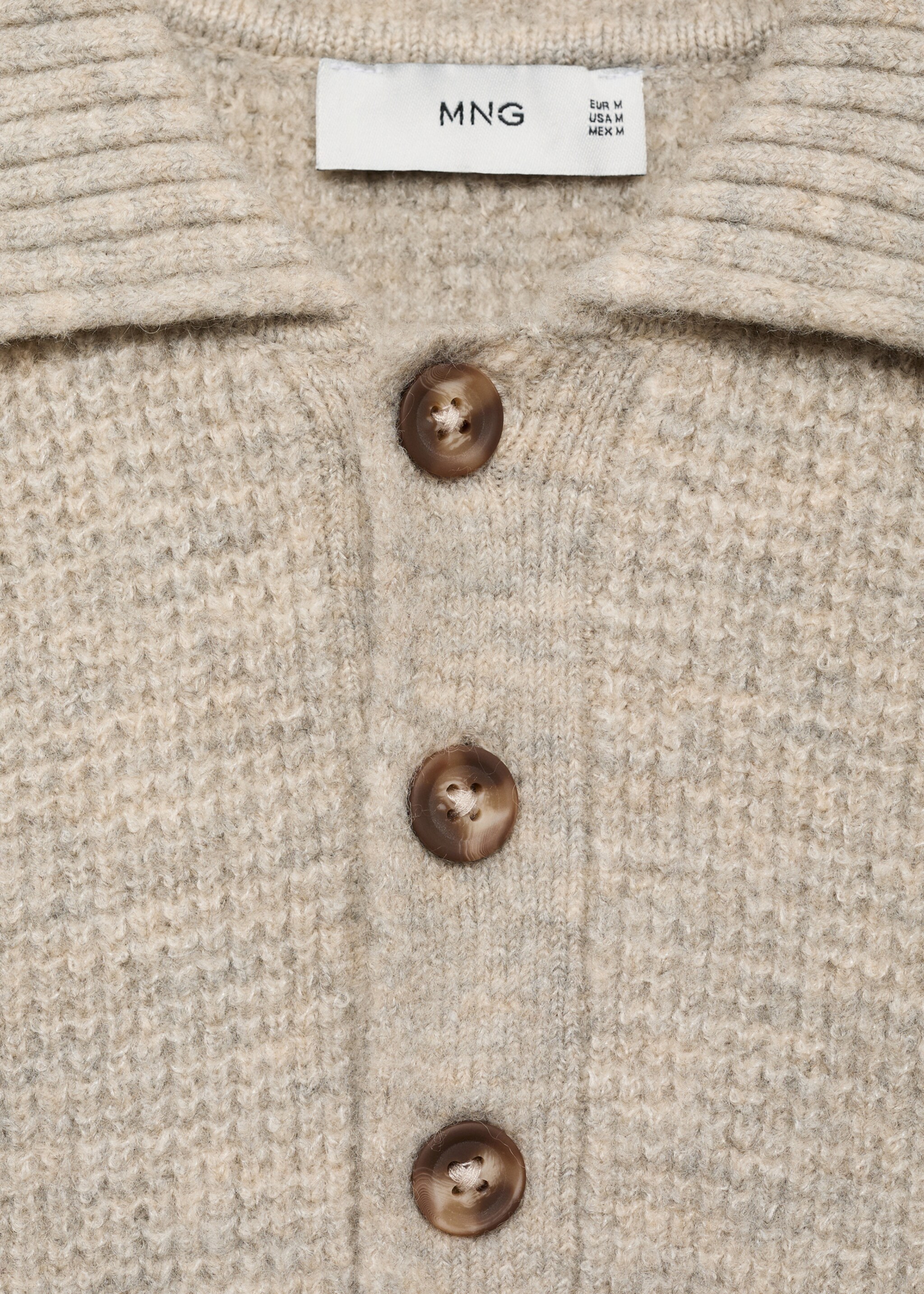 Regular-Fit-Strickpullover mit Polo-Kragen - Detail des Artikels 8, Sandfarben. Ref: 77007954-00.