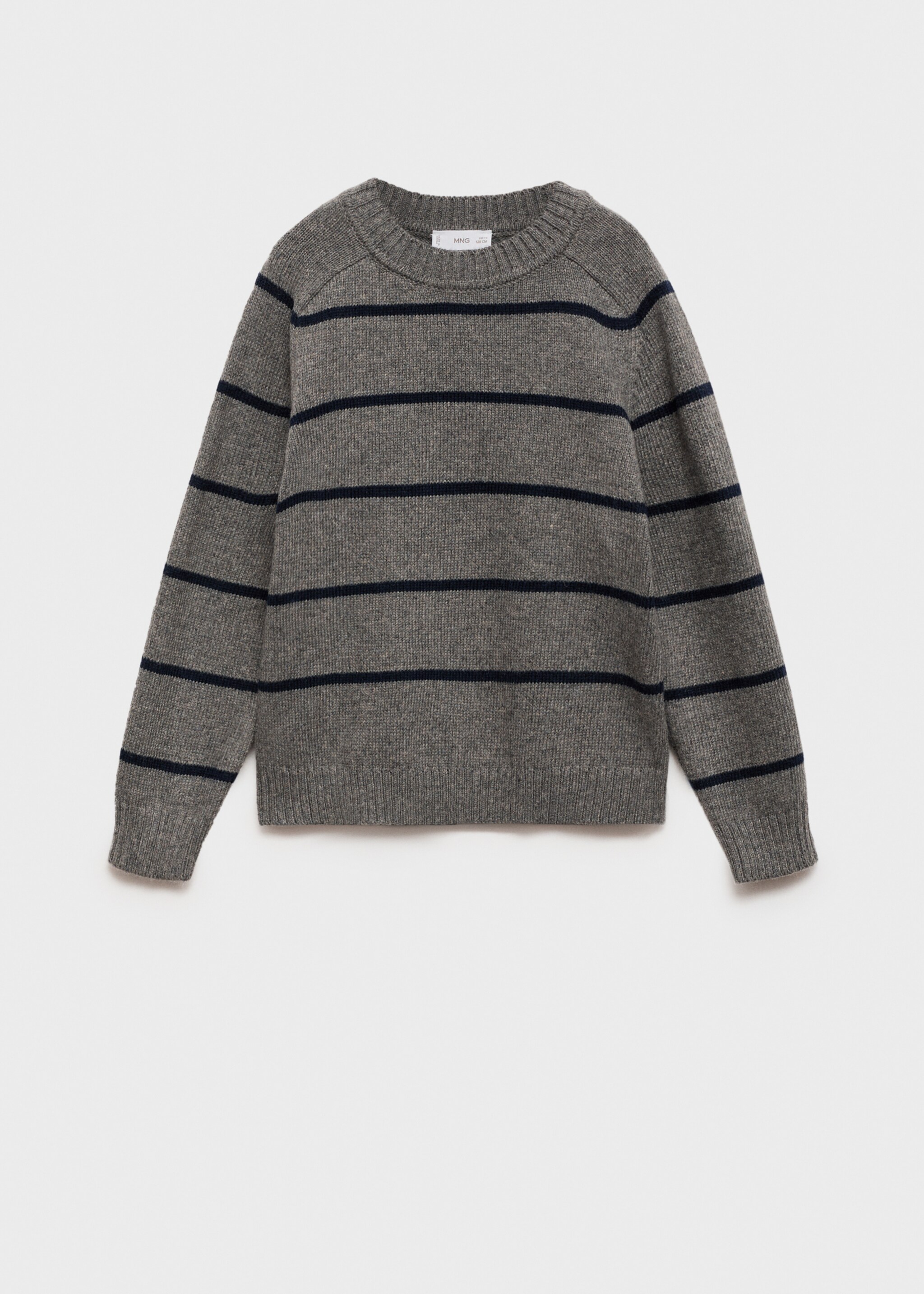 Knit striped sweater - Article without model, Dark Heather Grey. Ref: 77007955-00.