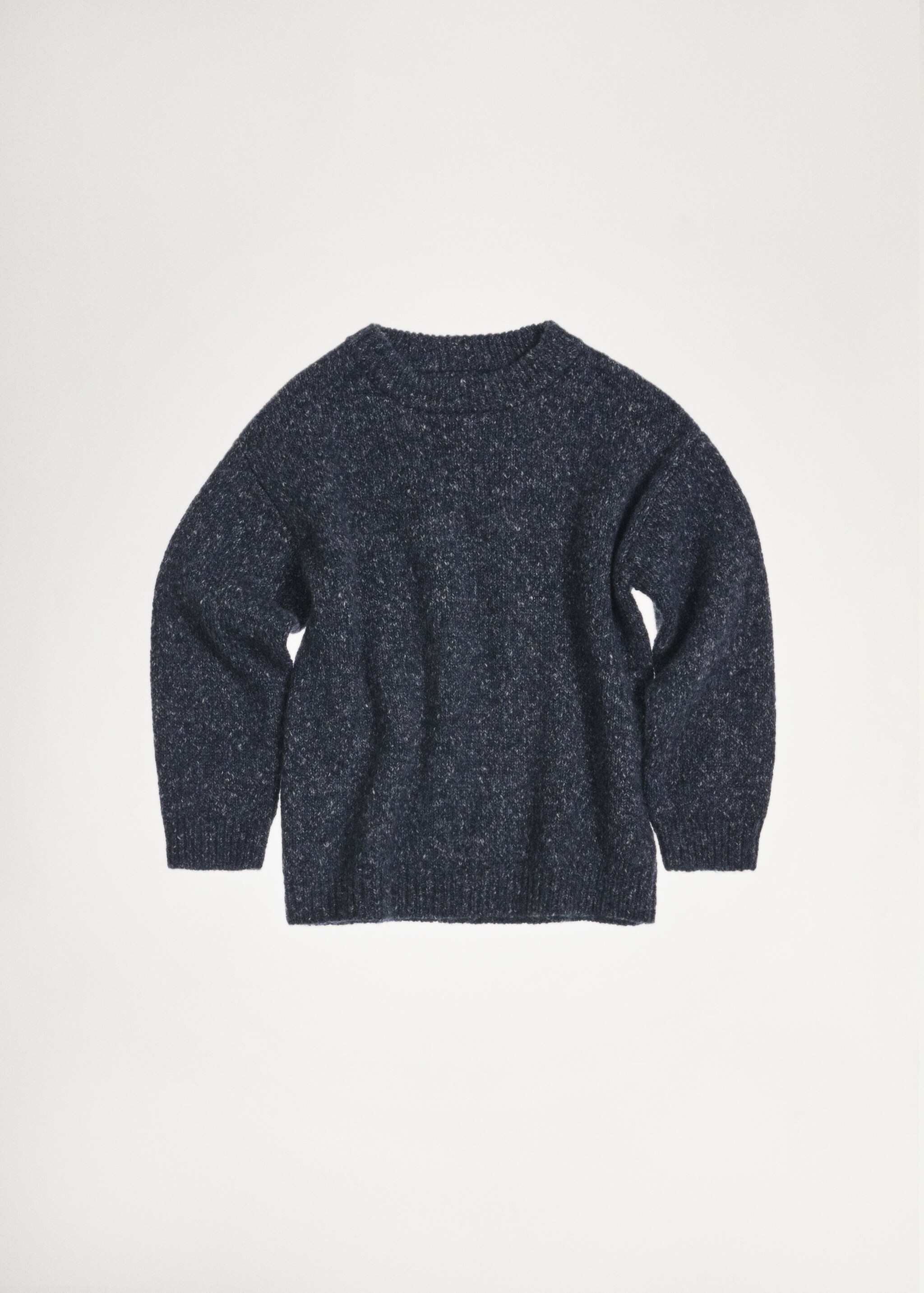 Round-neck knitted sweater - Details of the article 6, Dark Navy. Ref: 77007956-00.