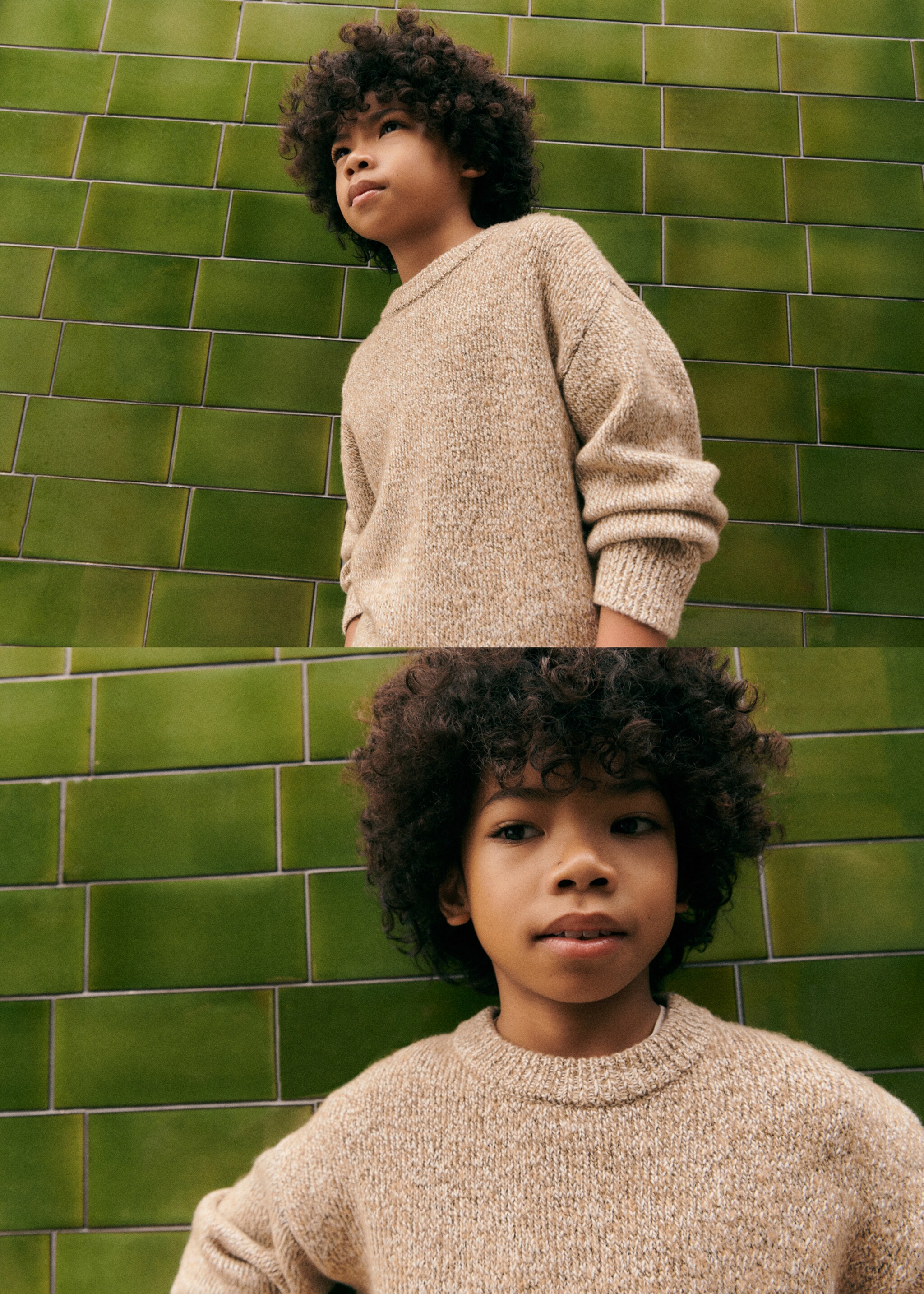 Herringbone knit sweater - Details of the article 5, Medium Brown. Ref: 77007957-00.