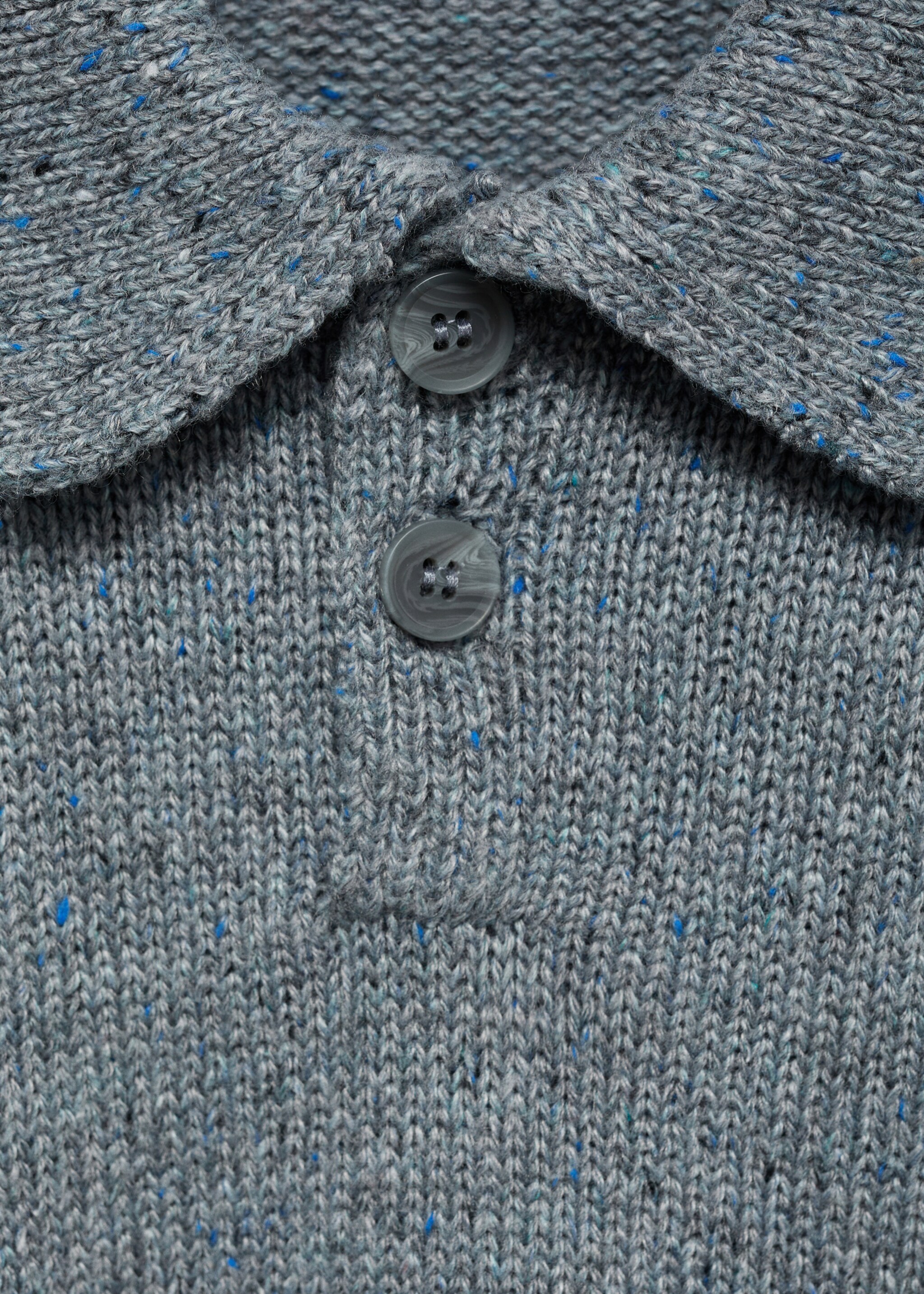 Knitted polo-neck sweater - Details of the article 8, Medium Heather Grey. Ref: 77007958-00.