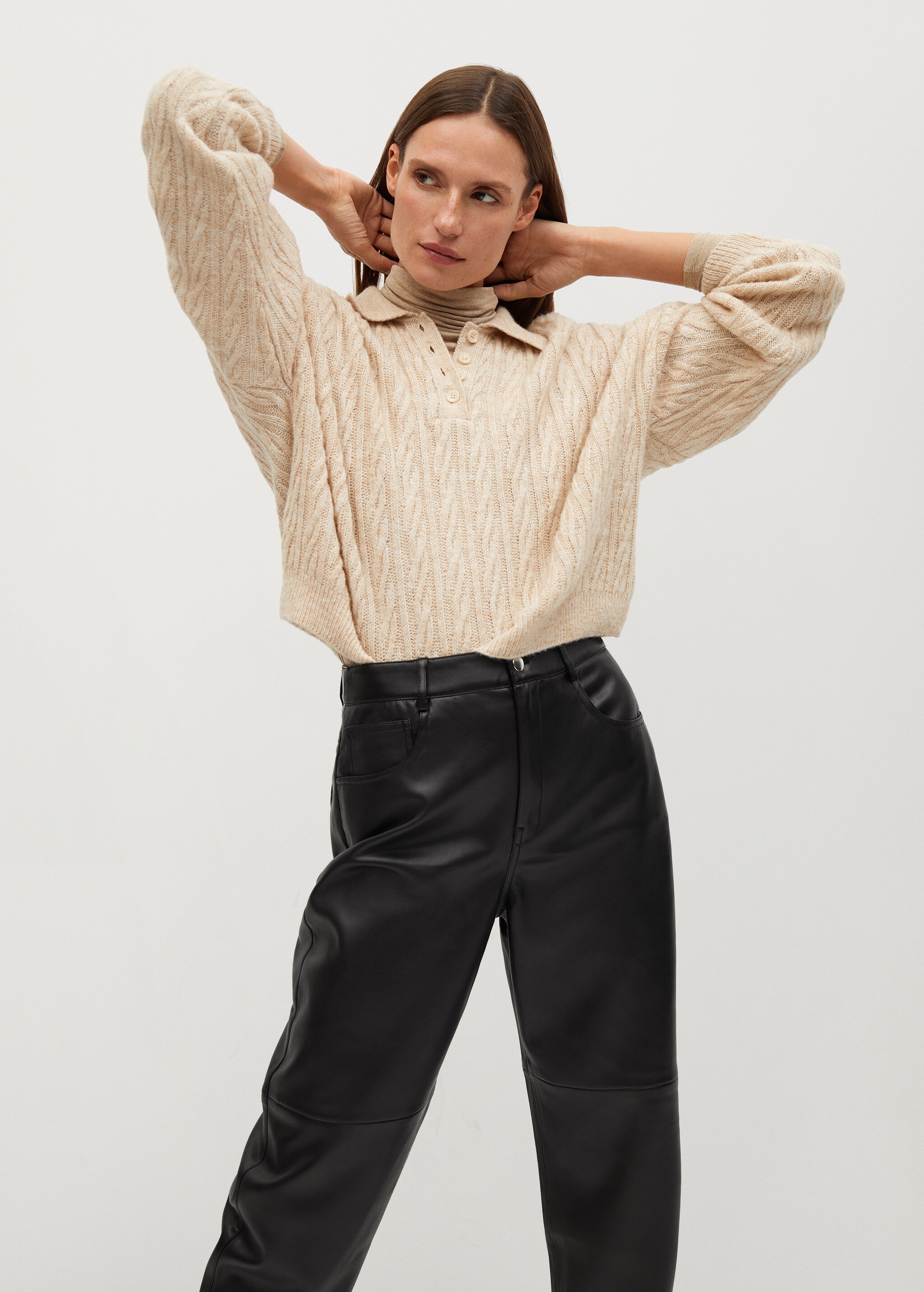 Pantalón tiro alto efecto piel - Detalle del artículo 4