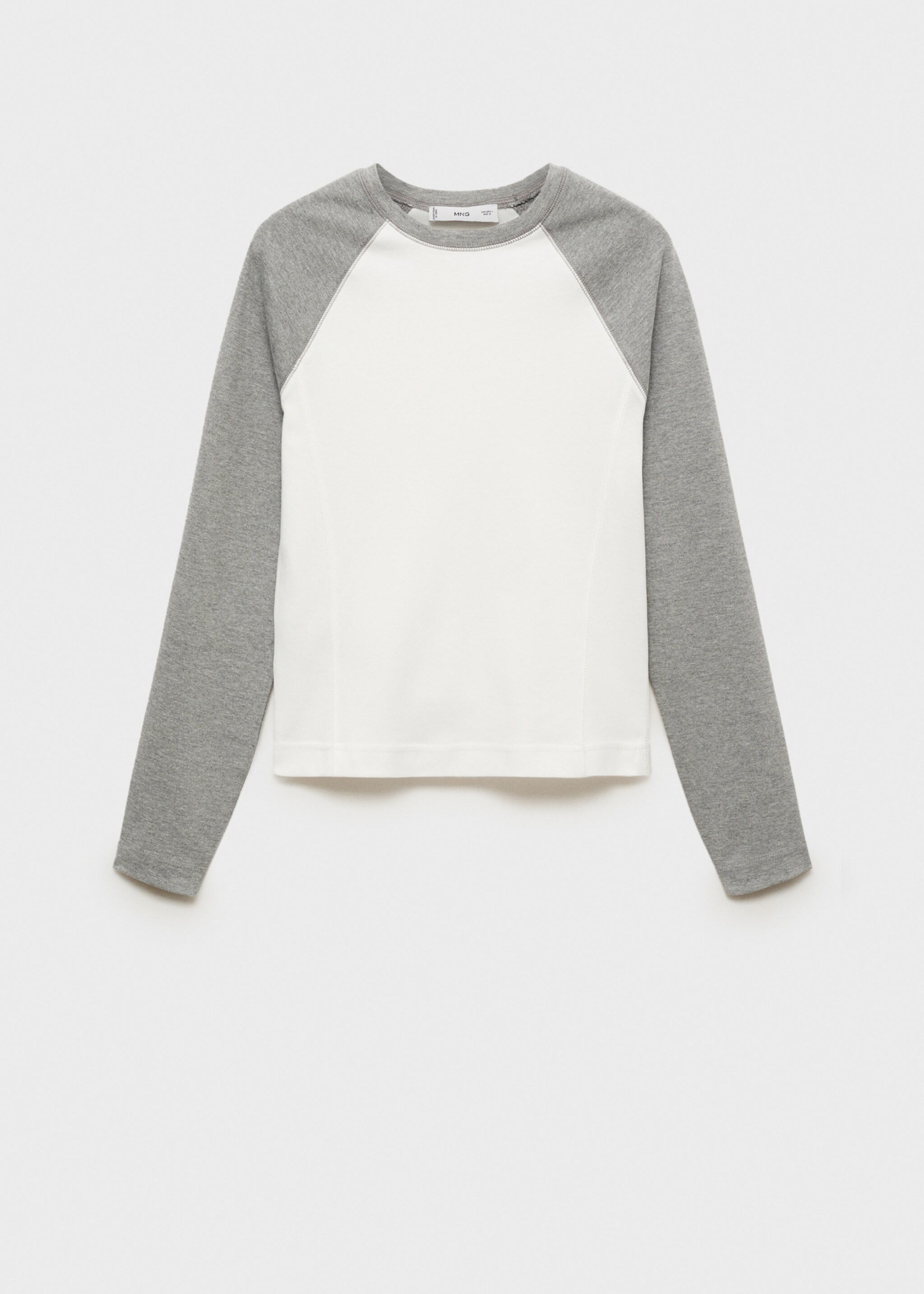 Long-sleeved t-shirt with contrast - Article without model, White. Ref: 77008268-00.