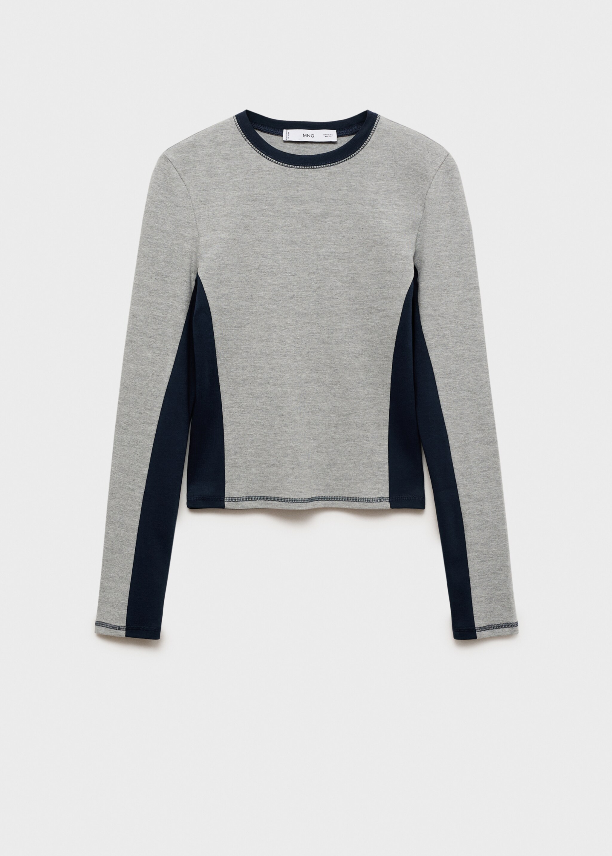 T-shirt coton empiècements contrastants - Article sans modèle, Gris. Ref: 77008269-00.