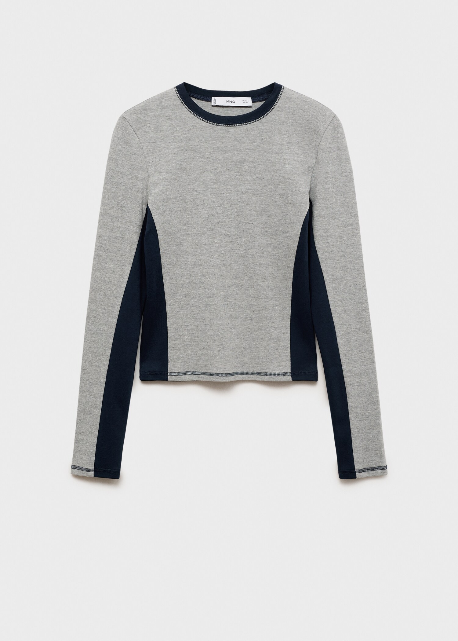 T-shirt coton empiècements contrastants - Article sans modèle