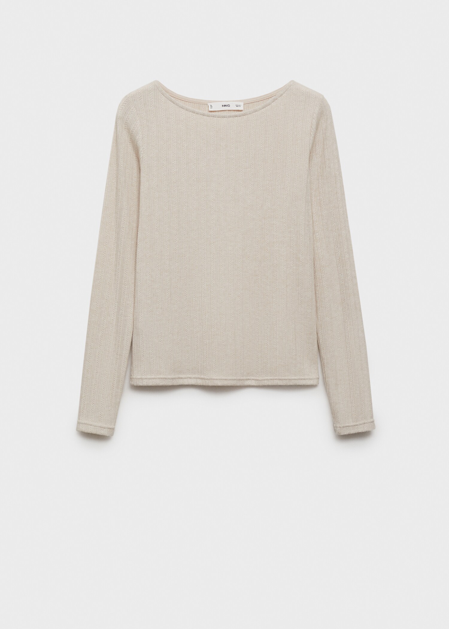 Long-sleeved pointelle t-shirt - Article without model