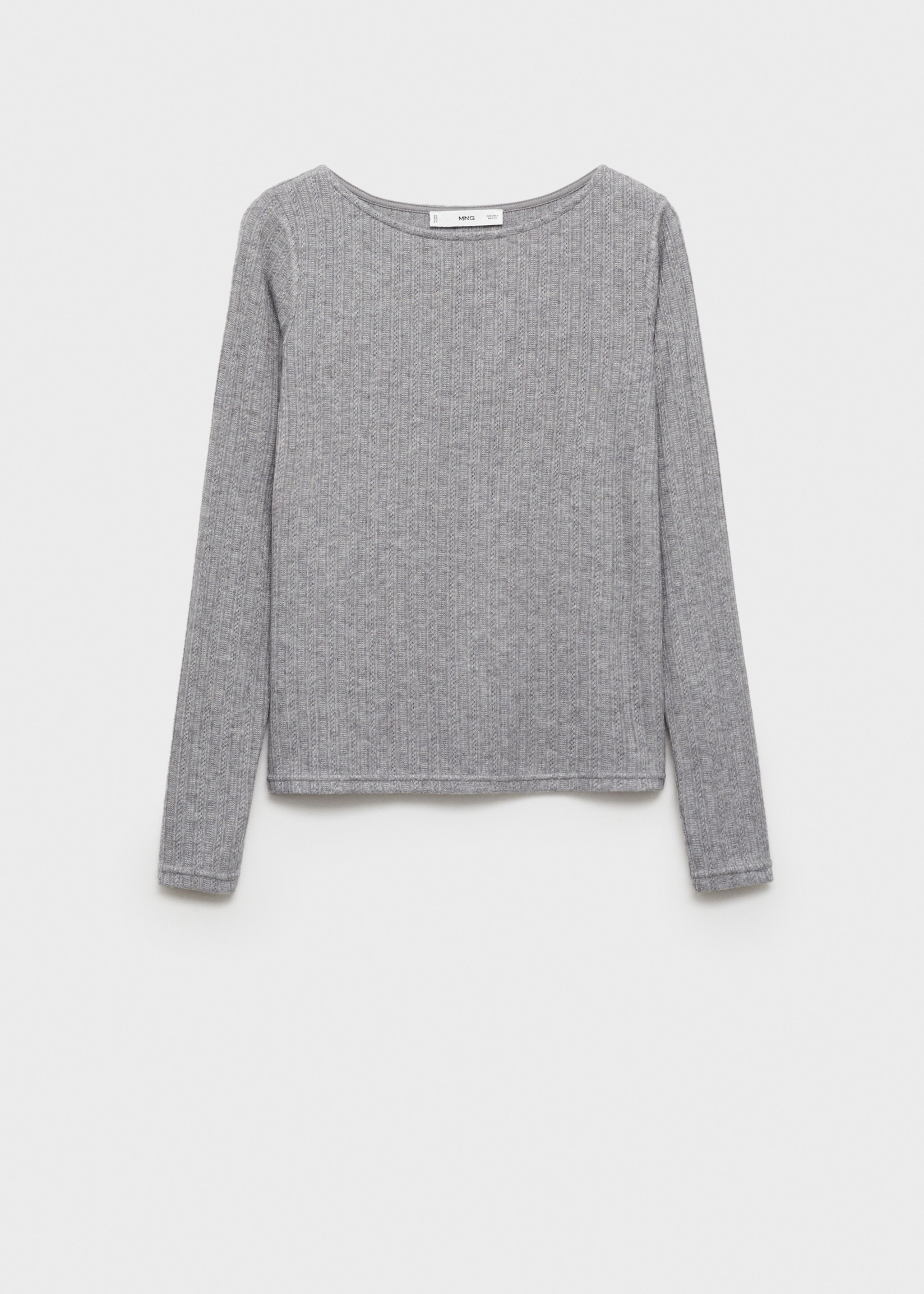 Long-sleeved pointelle t-shirt - Article without model, Medium Heather Grey. Ref: 77008270-00.