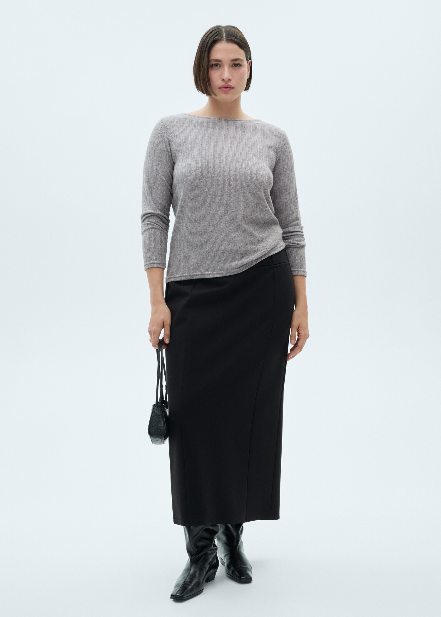 Long-sleeved pointelle t-shirt - Details of the article 3