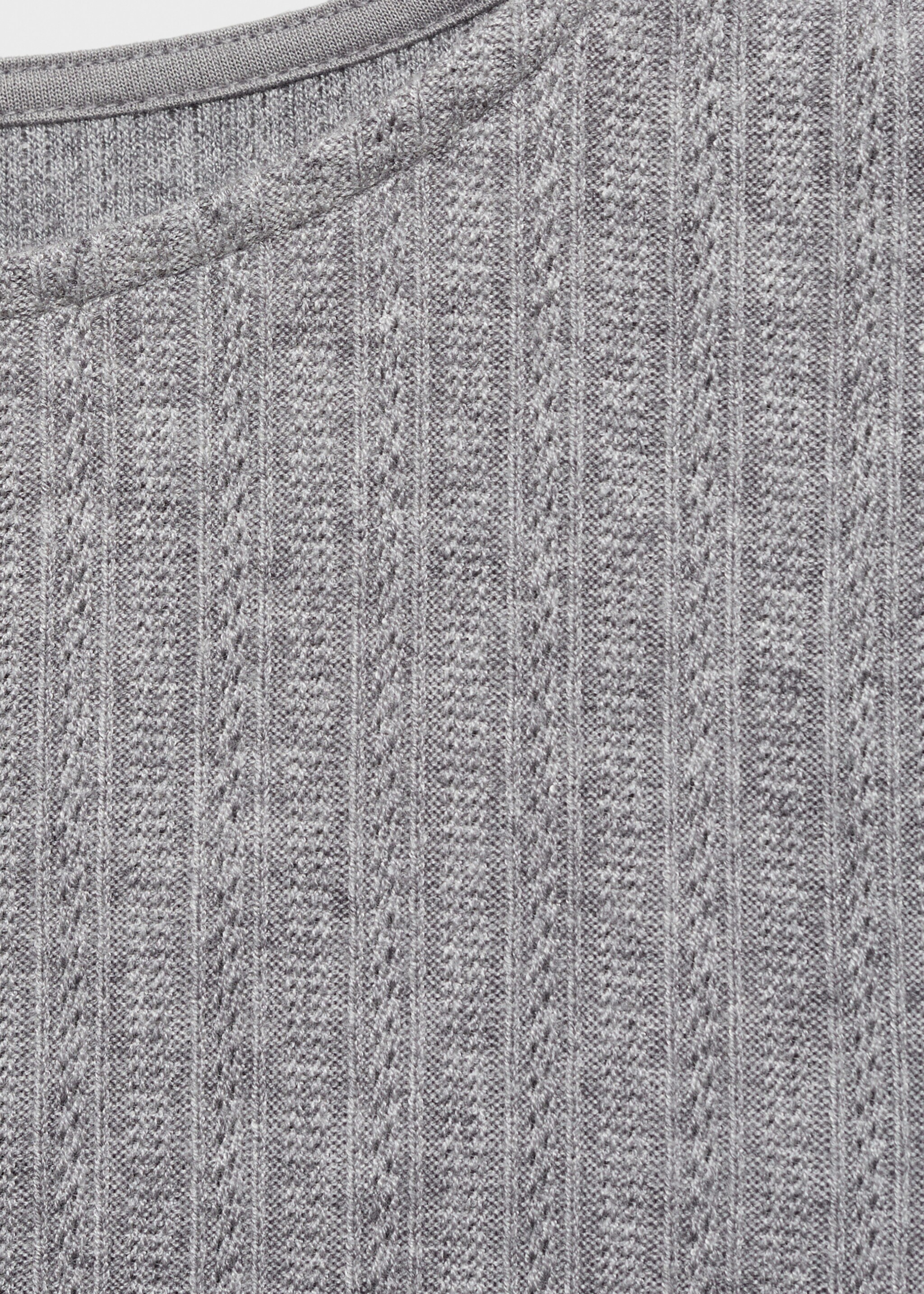 Long-sleeved pointelle t-shirt - Details of the article 8, Medium Heather Grey. Ref: 77008270-00.