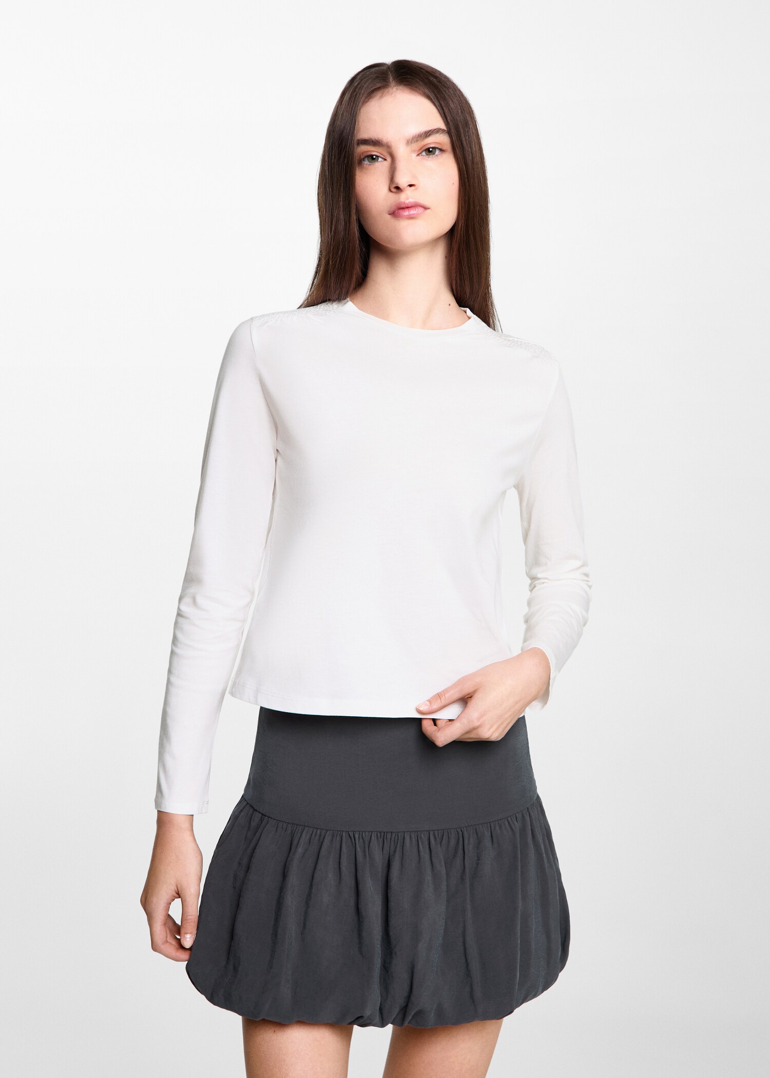T-shirt with gathered details - Medium plane