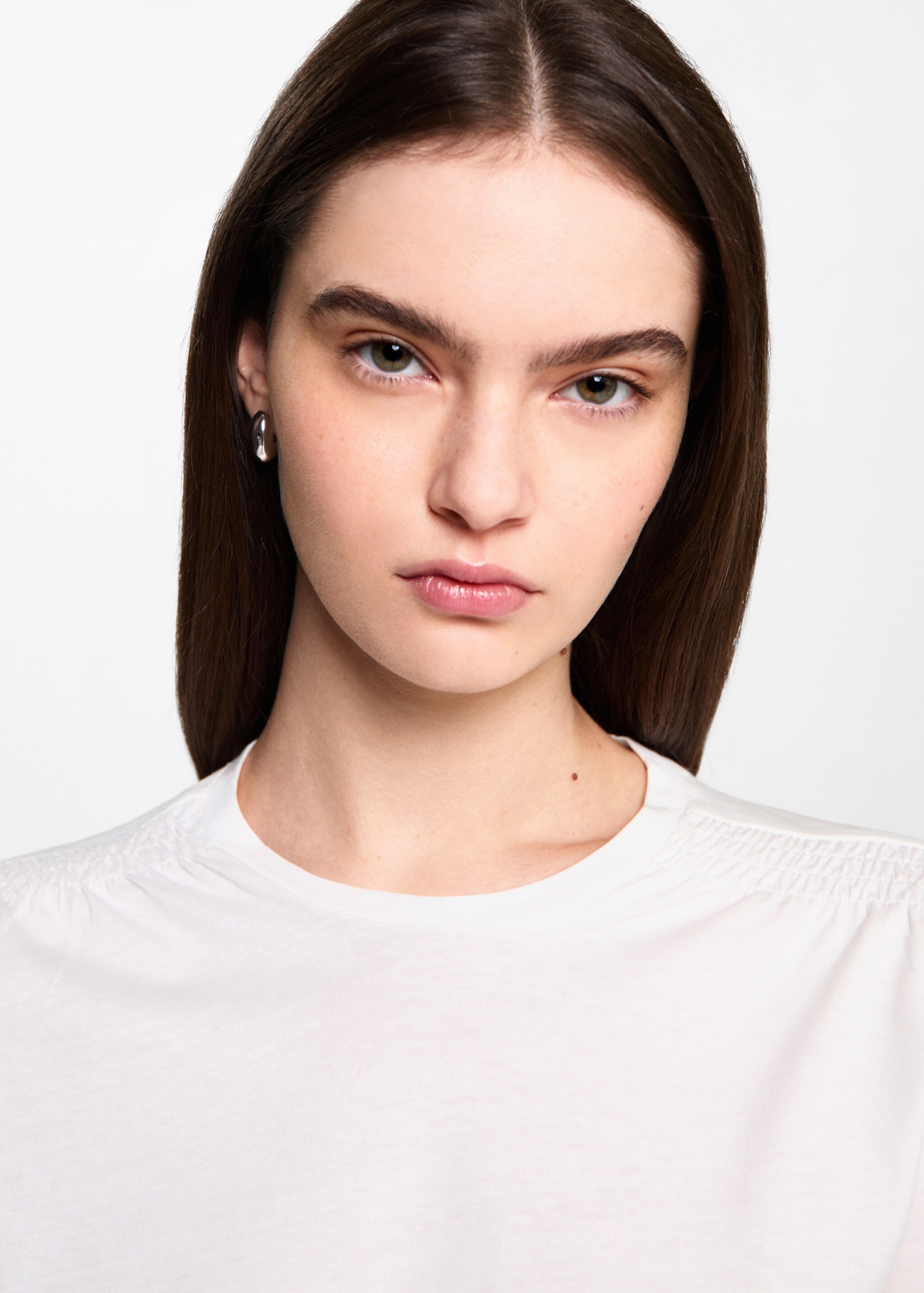 T-shirt with gathered details - Details of the article 1, Off White. Ref: 77008277-00.