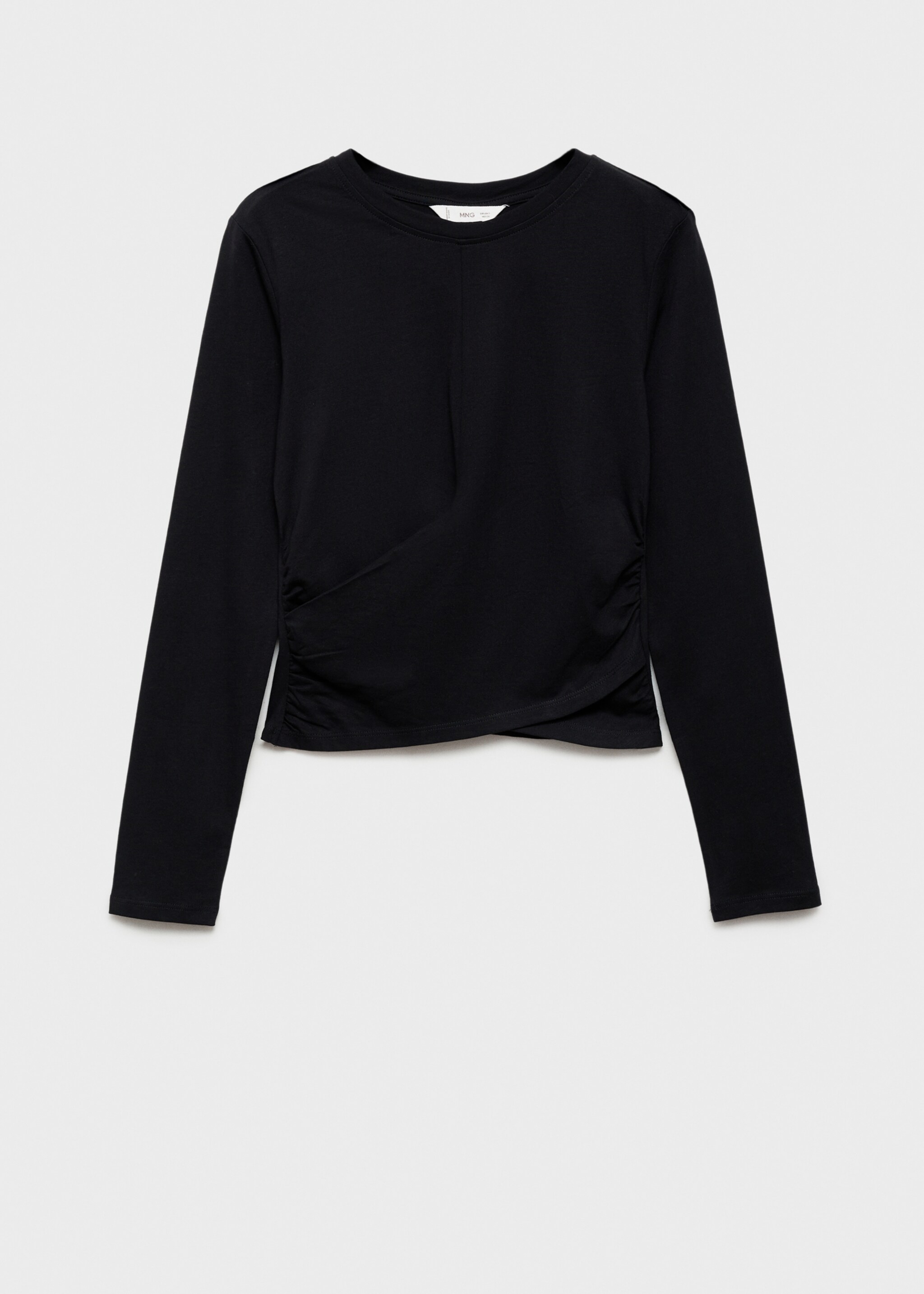Wrap detail cotton t-shirt - Article without model, Black. Ref: 77008278-00.