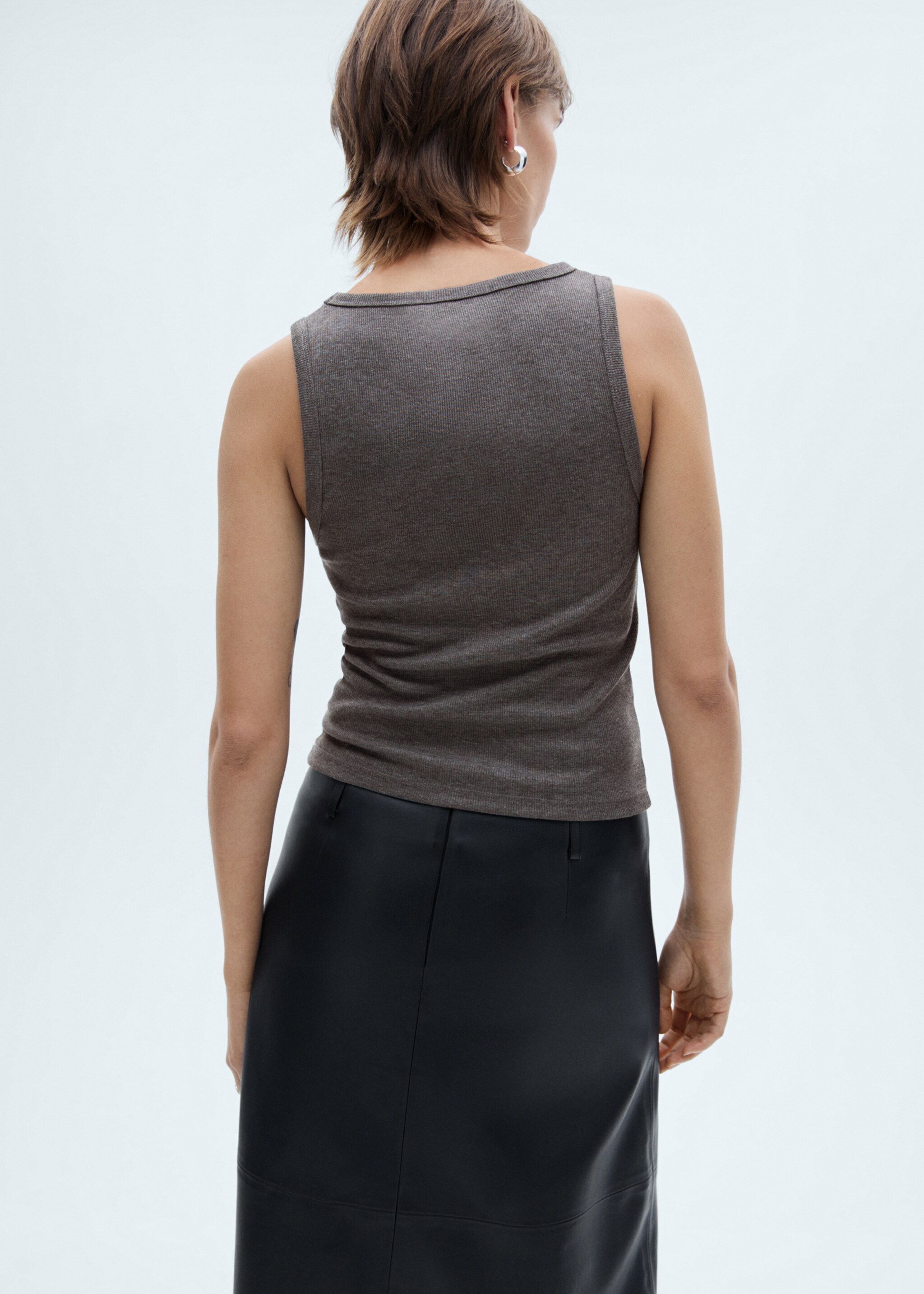 Sequined tank top - Reverse of the article, Grey. Ref: 77008282-00.