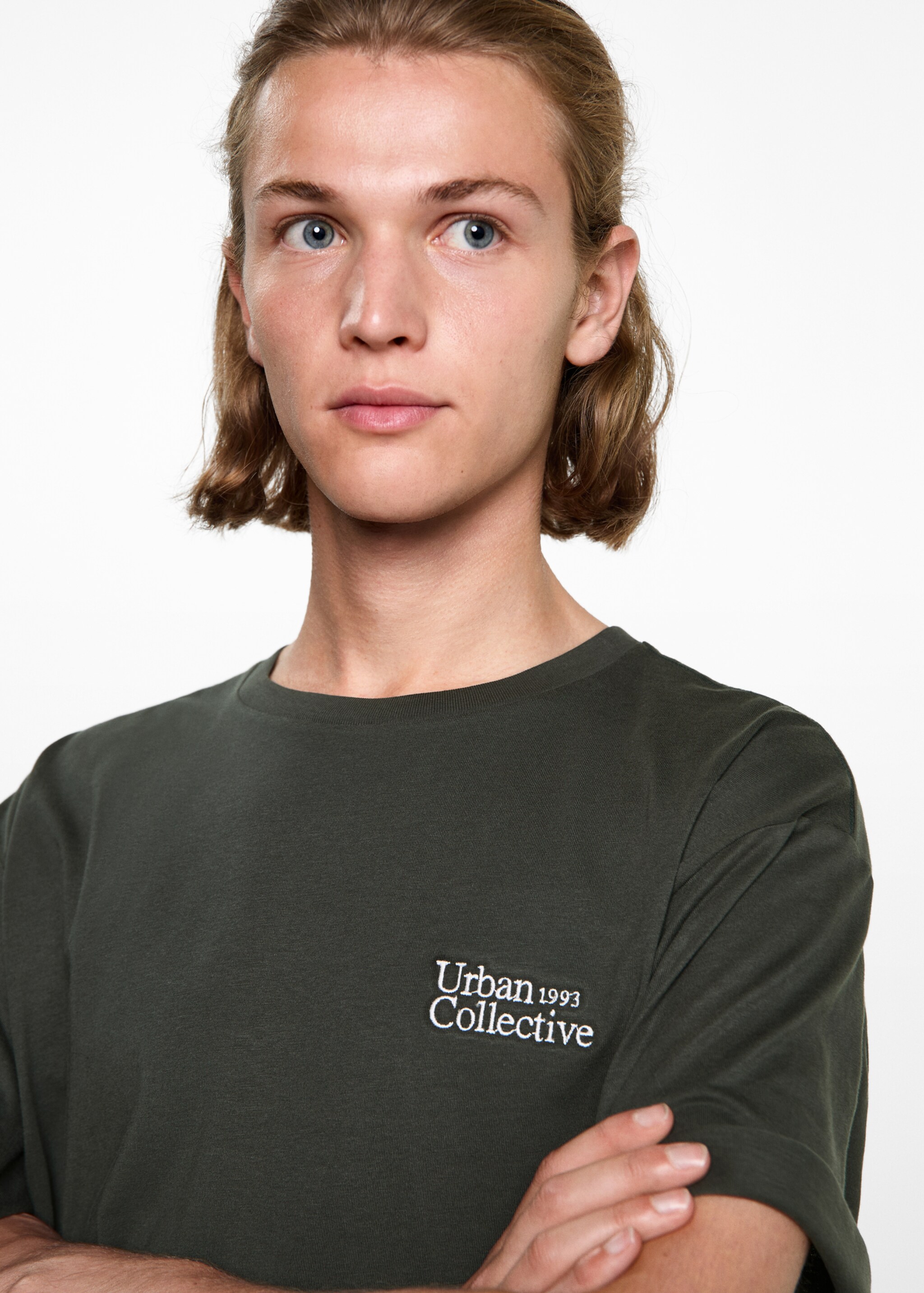 Embroidered detail cotton T-shirt - Details of the article 1