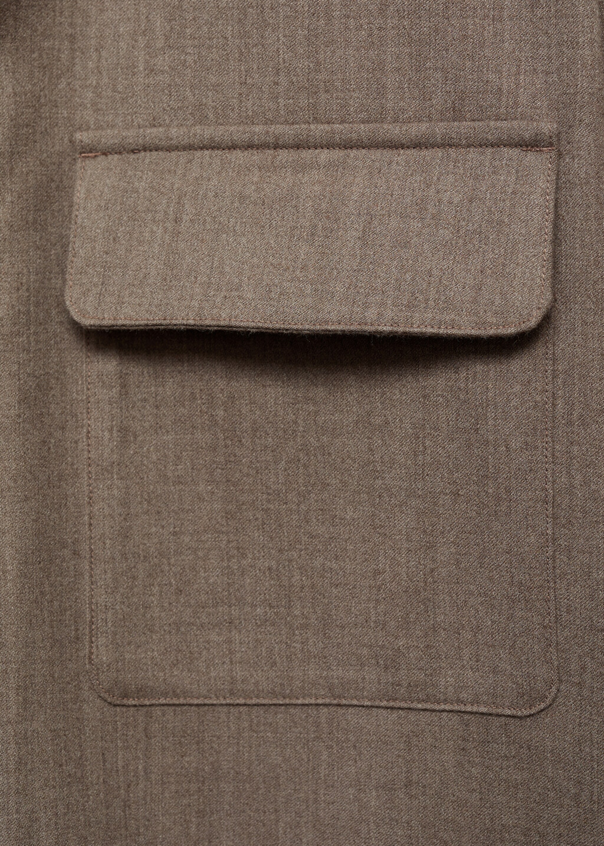 100% wool shirt with pockets - Details of the article 0, Medium Brown. Ref: 77008634-00.
