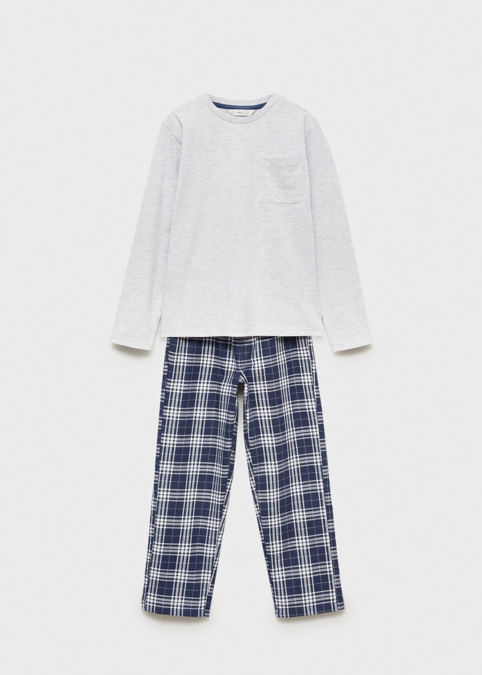 Pijama cotó quadres - Article sense model, Blau marí fosc. Ref: 77008636-00.