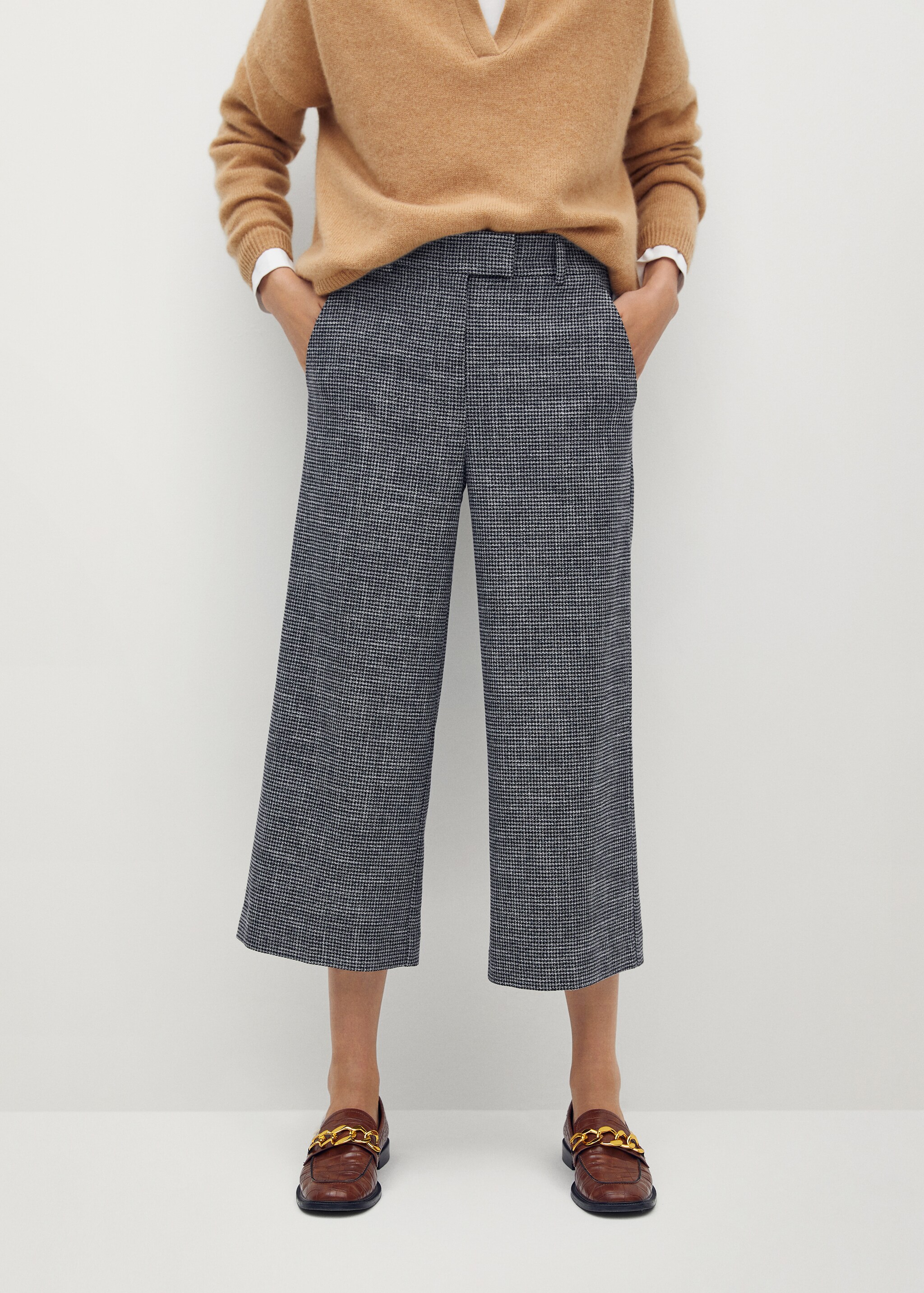 Pantalón culotte cuadros - Plano medio
