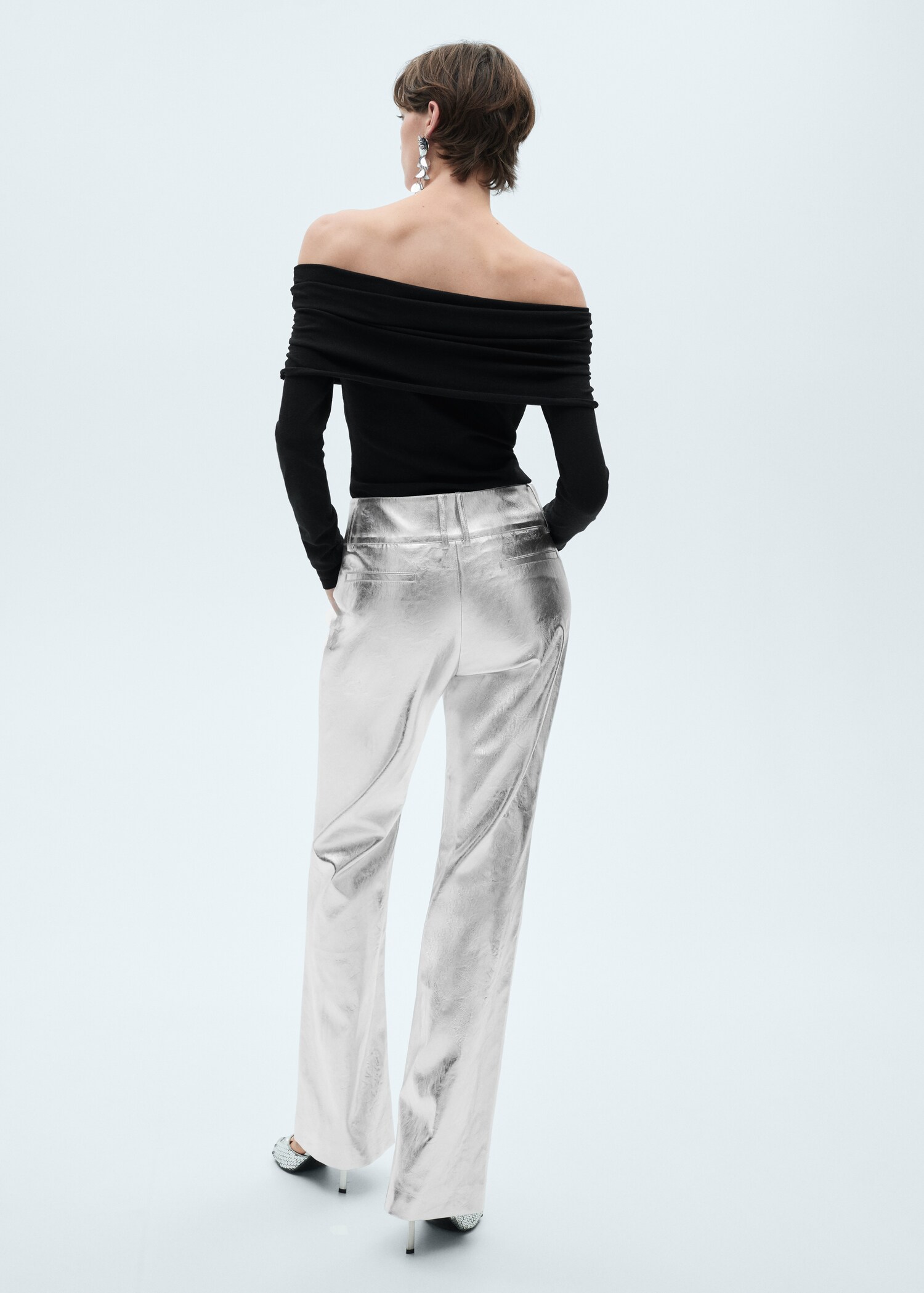 Metallic straight-fit trousers - Reverse of the article
