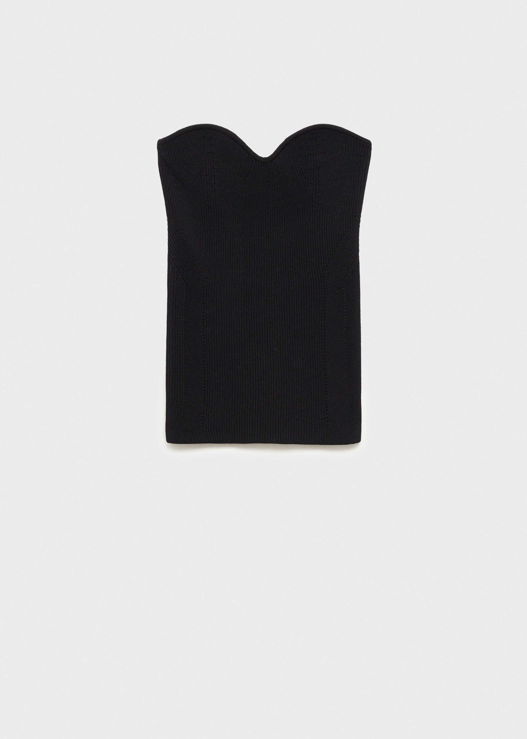 Knitted top with sweetheart neckline - Article without model, Black. Ref: 77009041-00.