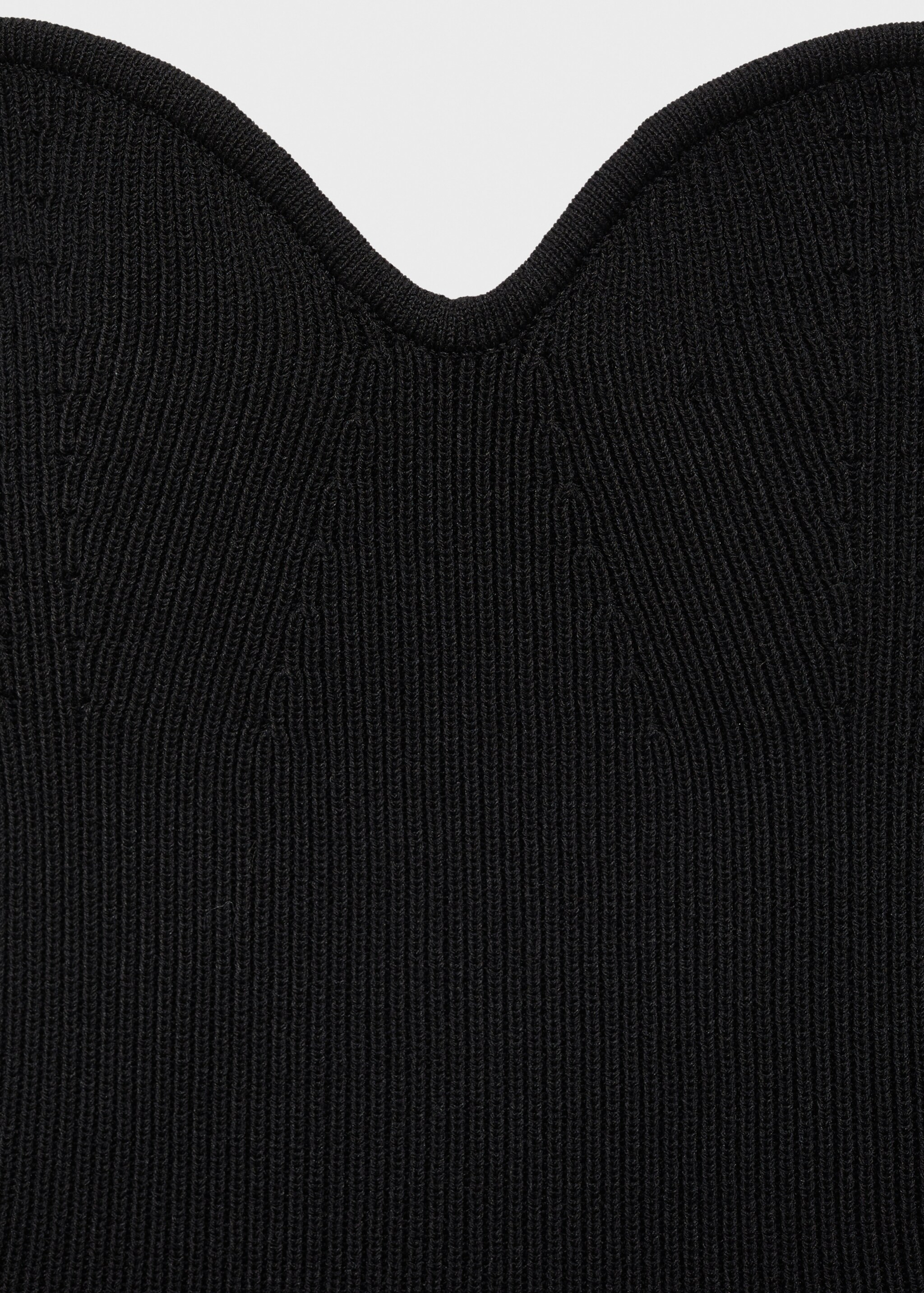 Knitted top with sweetheart neckline - Details of the article 8, Black. Ref: 77009041-00.