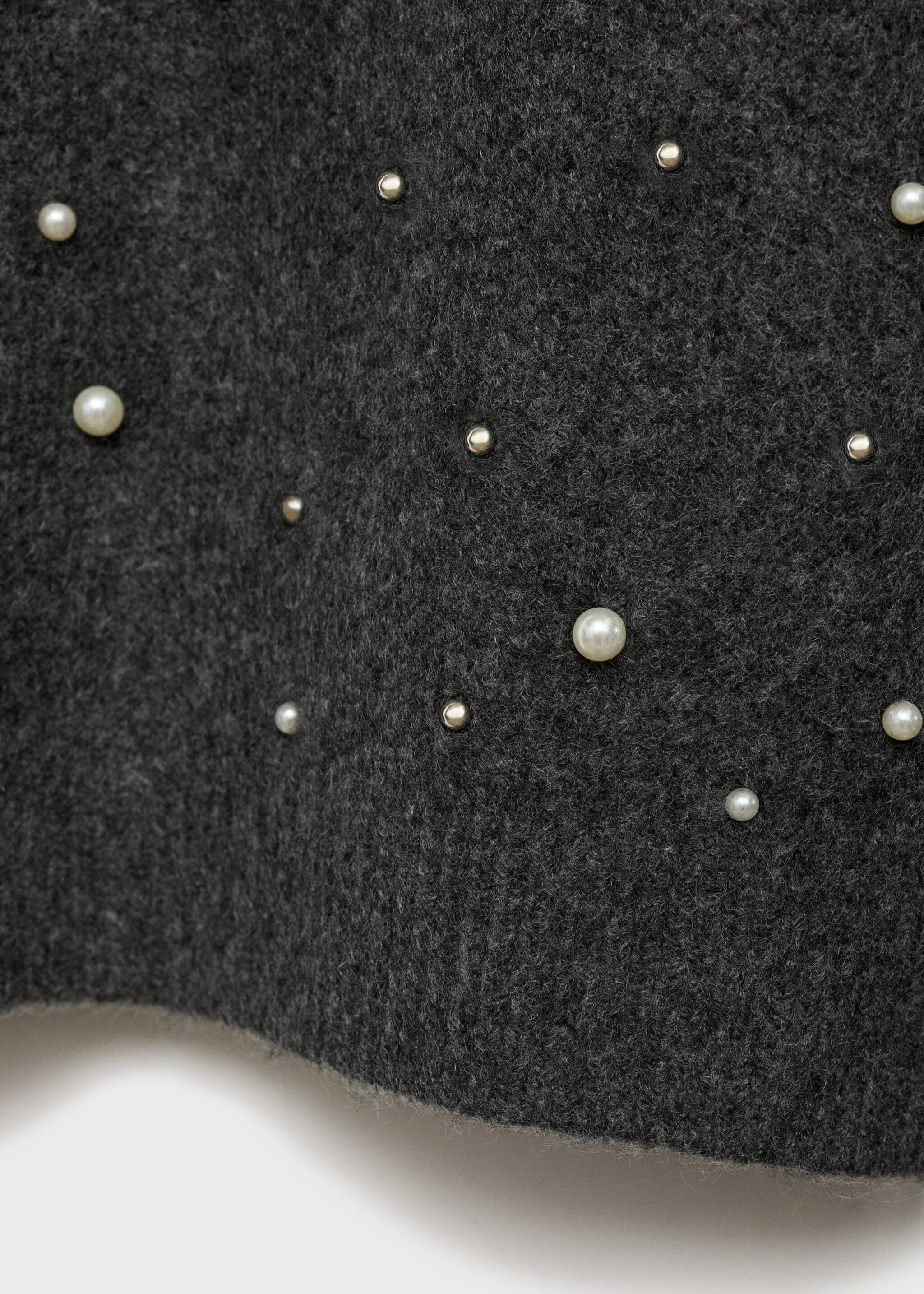 Knitted jacket with pearl details - Details of the article 0, Light Heather Grey. Ref: 77009043-00.