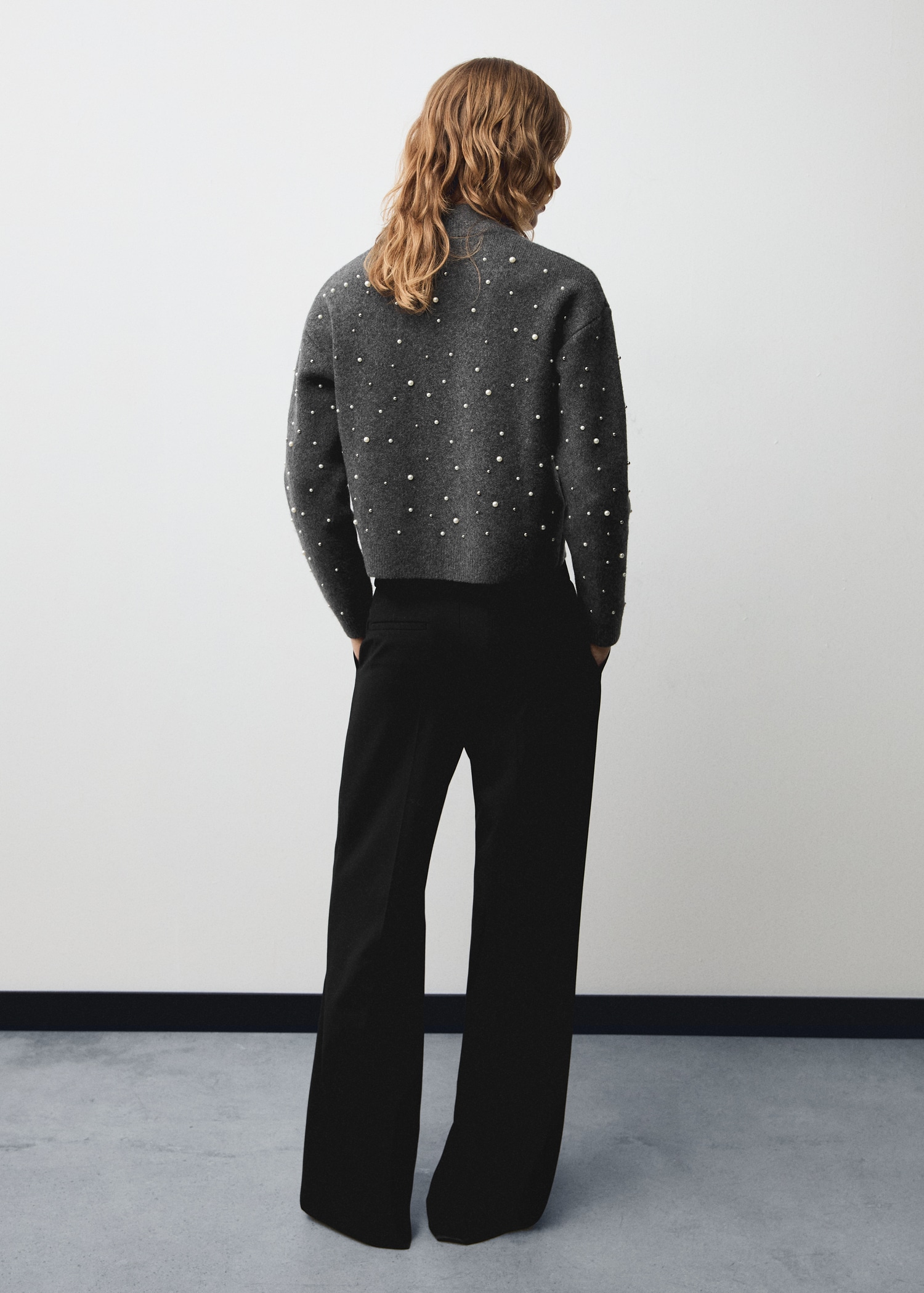 Knitted jacket with pearl details - Reverse of the article