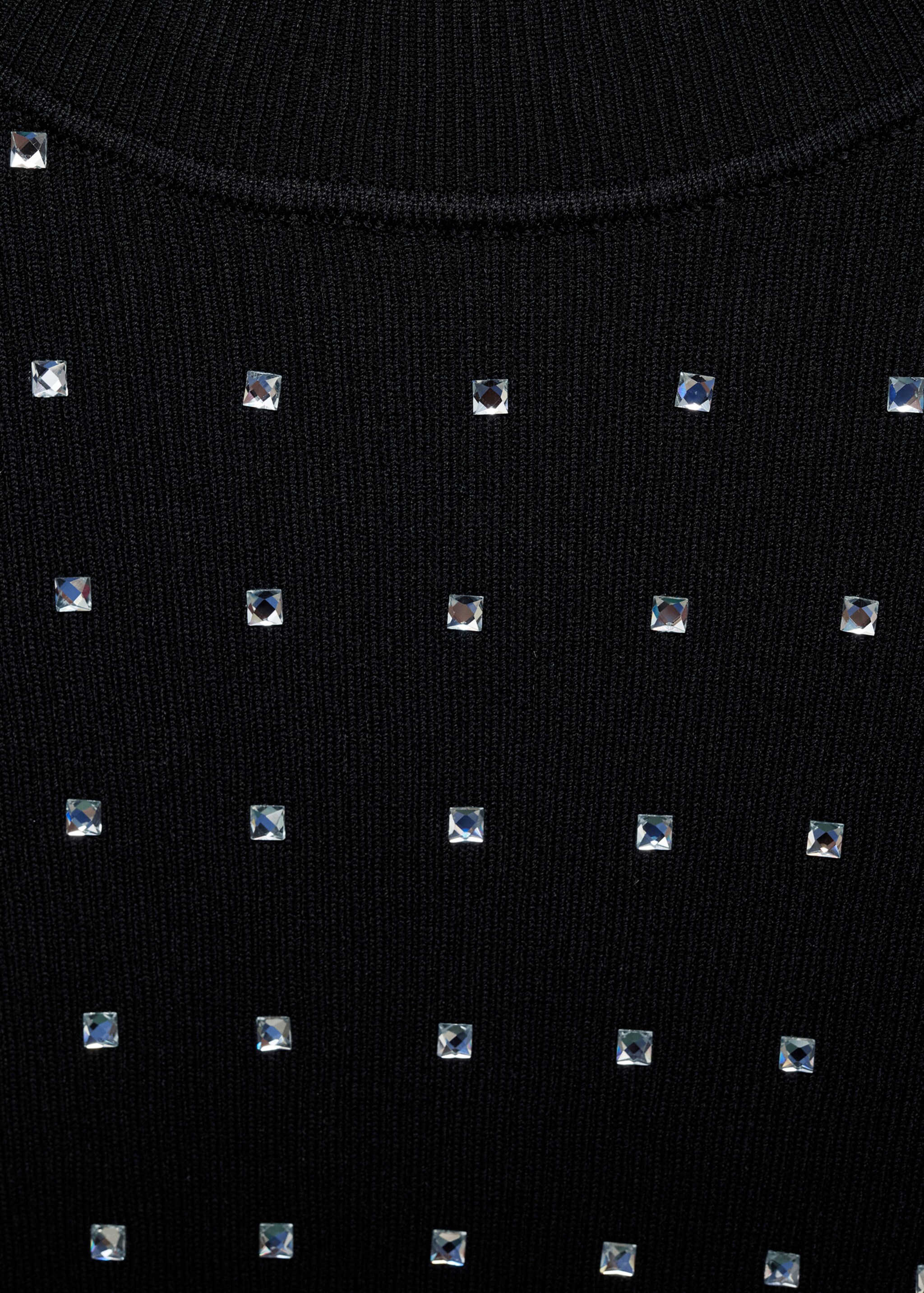 Knitted dress with rhinestone detail - Details of the article 8, Black. Ref: 77009044-00.