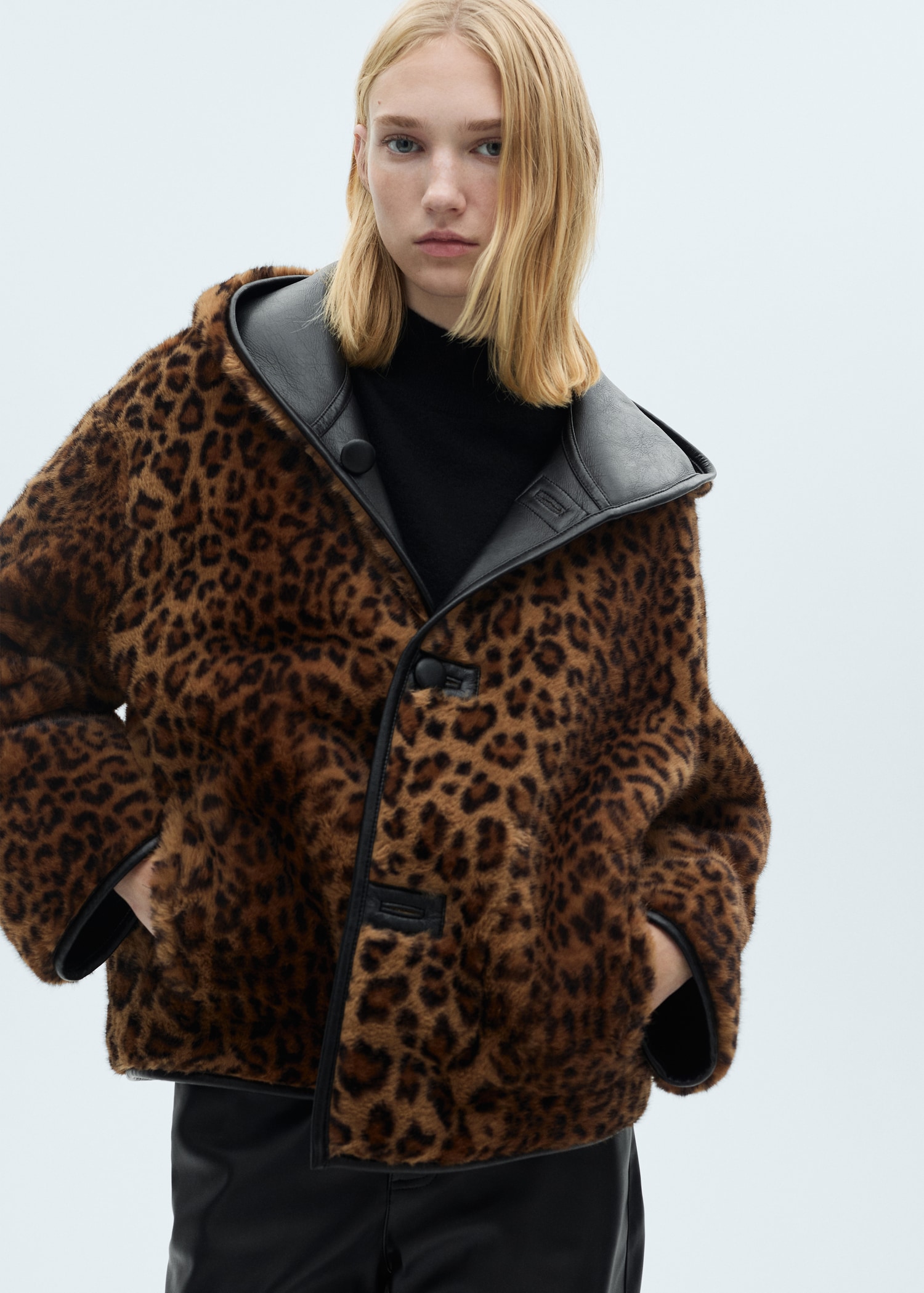 Jacket Manteau Léopard Mango Blouson Biker Mango Veste Cuir Large