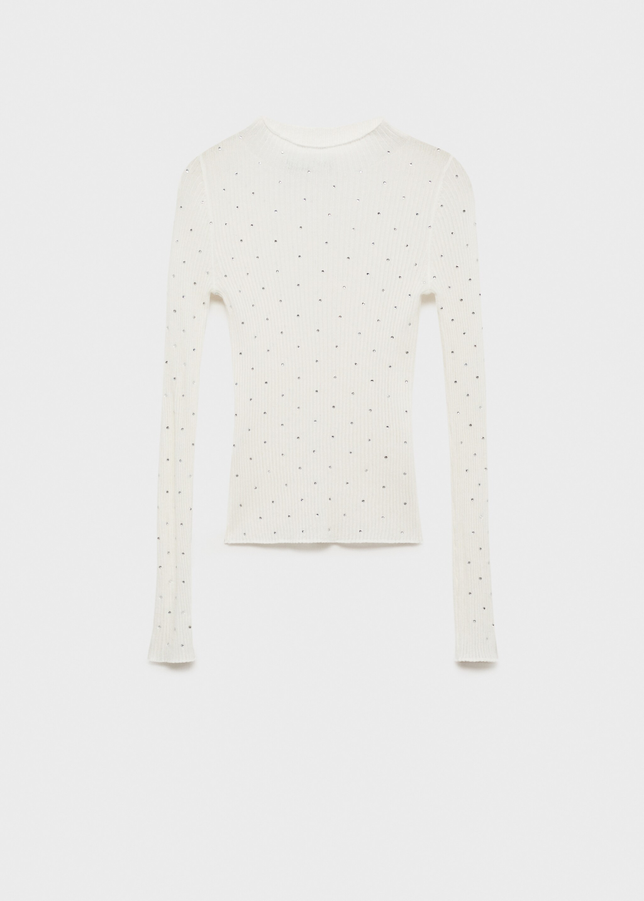 Pull-over maille côtelée détail strass - Article sans modèle, Écru. Ref: 77009048-00.